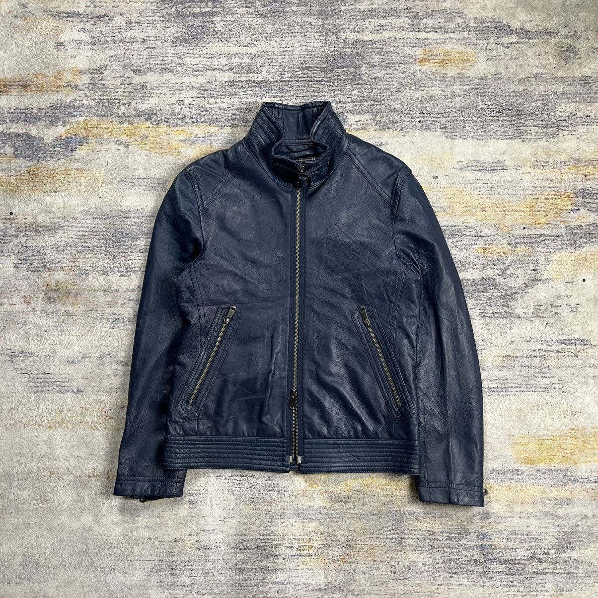 Burberry Black Label multi zipper riders leather jacket