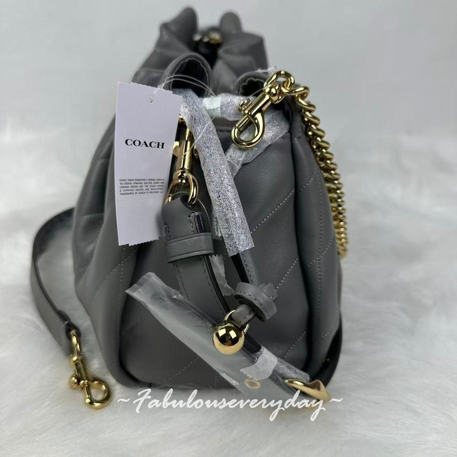 Coach Coach Faye Large Shoulder Bag Quilting In Leather/Gold/Slate Size ONE SIZE - 5 Thumbnail