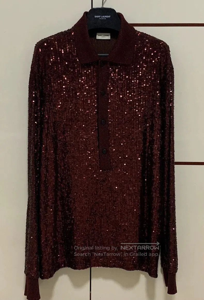 Saint Laurent Paris Saint Laurent Sequin Long Sleeve Shirt. Size US L / EU 52-54 / 3 - 1 Thumbnail