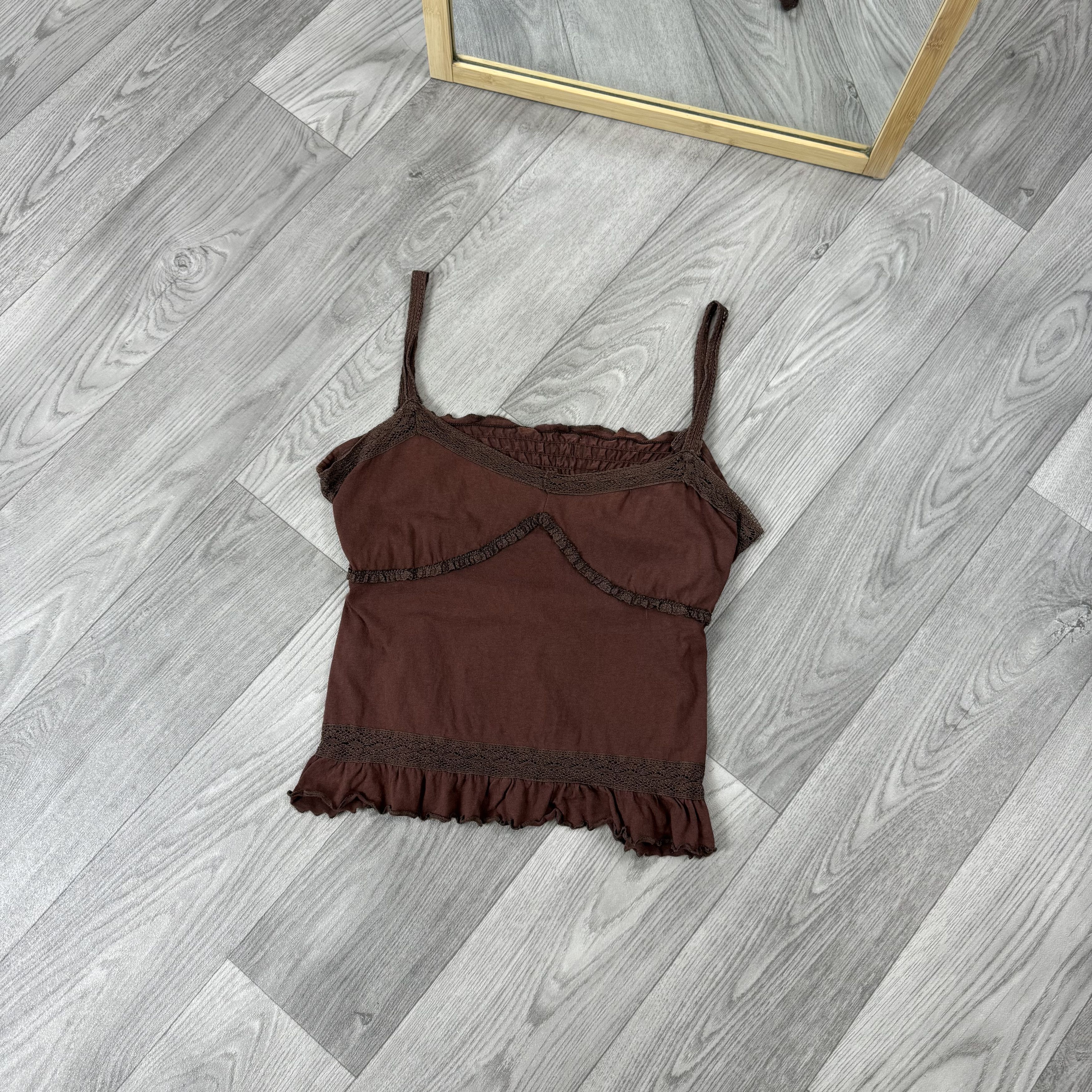 Vintage Vintage 00s Grunge Brown Tank Sleeveless Crop Top Size L / US 10 / IT 46 - 1 Thumbnail