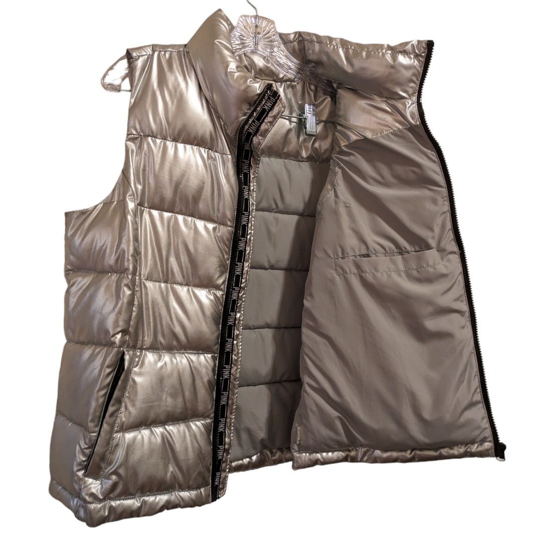 Pink PINK Victoria's Secret Zip Up Puffer Vest Silver Metallic M Size M / US 6-8 / IT 42-44 - 2 Thumbnail