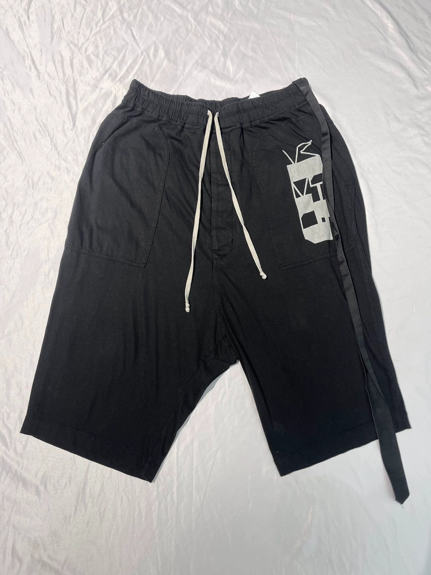 Rick Owens Rick Owens Men's black drawstring cropped trousers Size US 30 / EU 46 - 1 Thumbnail