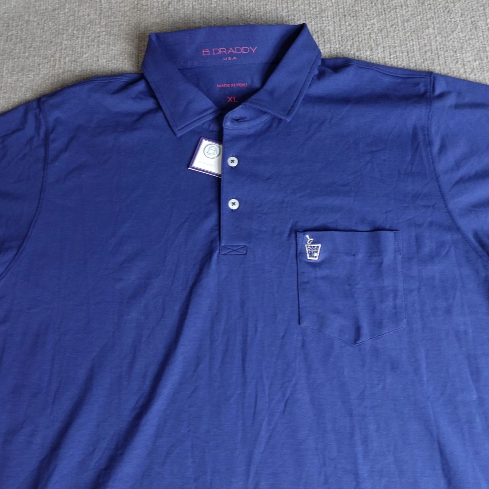 Vintage B. Draddy Polo Shirt XL Blue Solid Embroidered 19th Hole Pima NEW Shirt Men XL Blue Embroidered Polo Size US XL / EU 56 / 4 - 2 Thumbnail