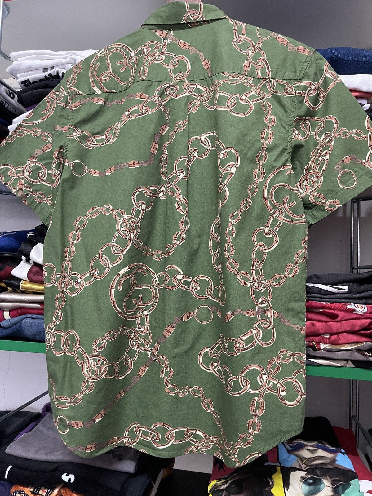 Stussy Stussy bamboo chain baroque logo shirt olive green Size US L / EU 52-54 / 3 - 7 Thumbnail