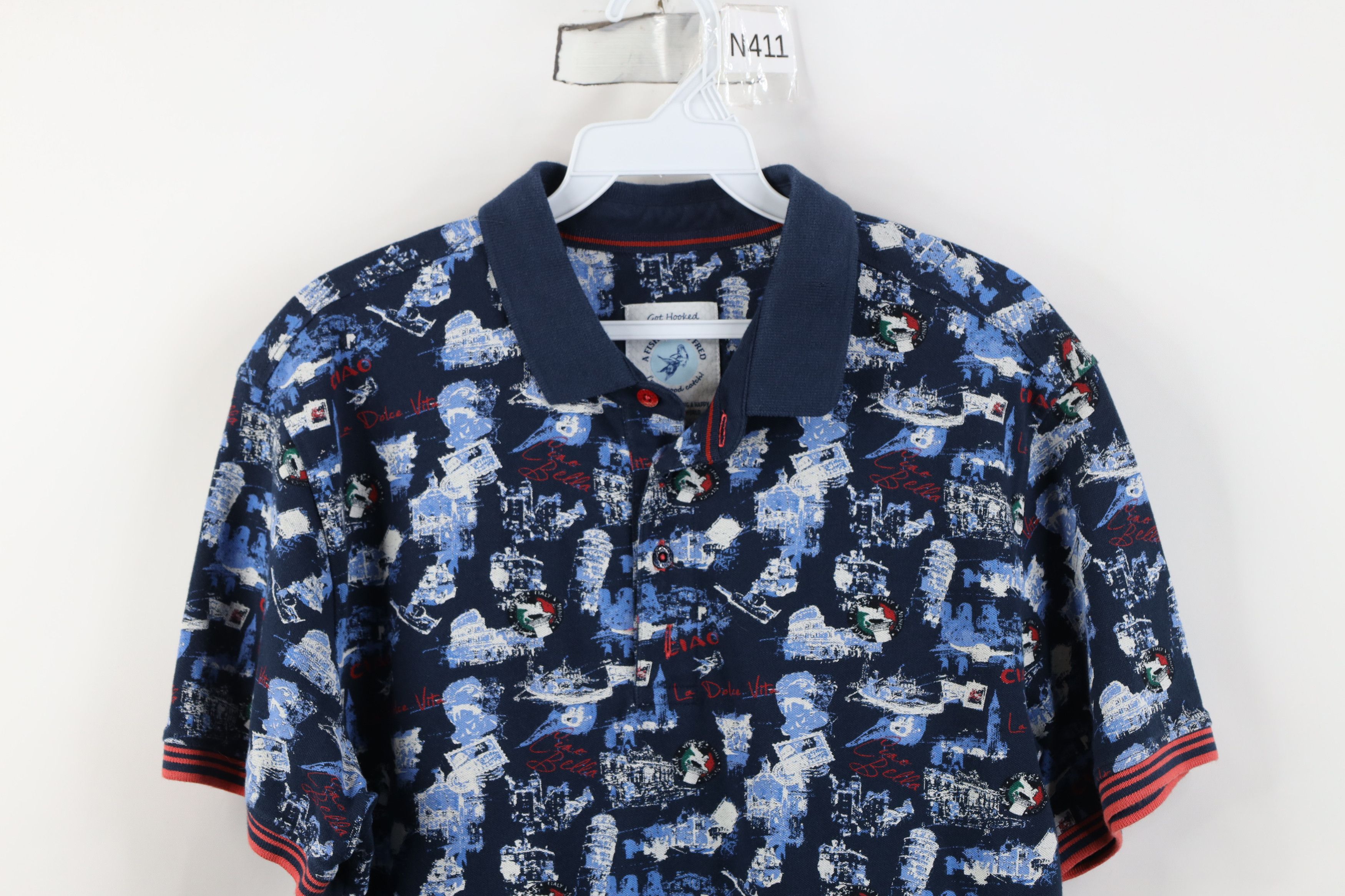 Vintage A Fish Named Fred All Over Print Collared Golf Polo Shirt Size US M / EU 48-50 / 2 - 2 Thumbnail