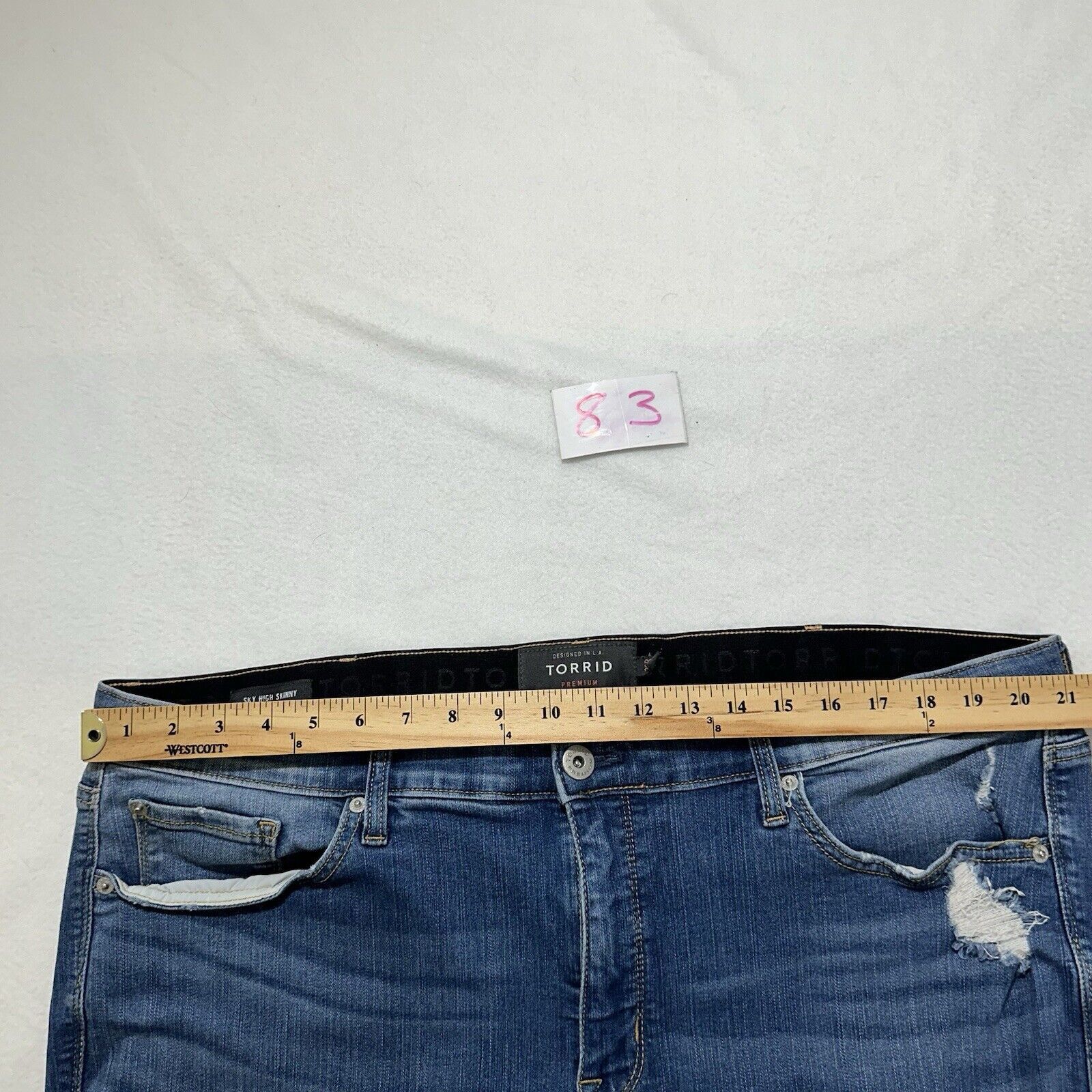 Other Torrid 26R Sky High Skinny Jeans Ripped Distressed Blue Size 42" / US 20 - 14 Thumbnail