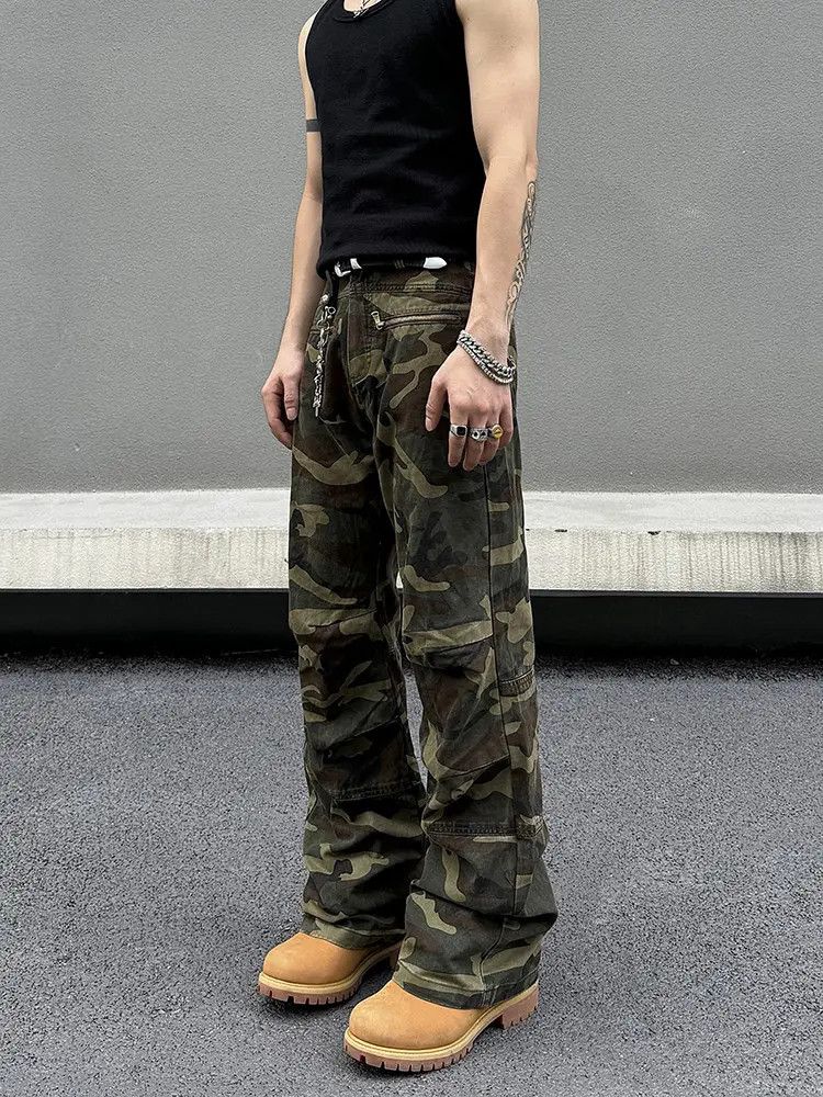 Camo Stack Wide Leg Pants Flared Pants