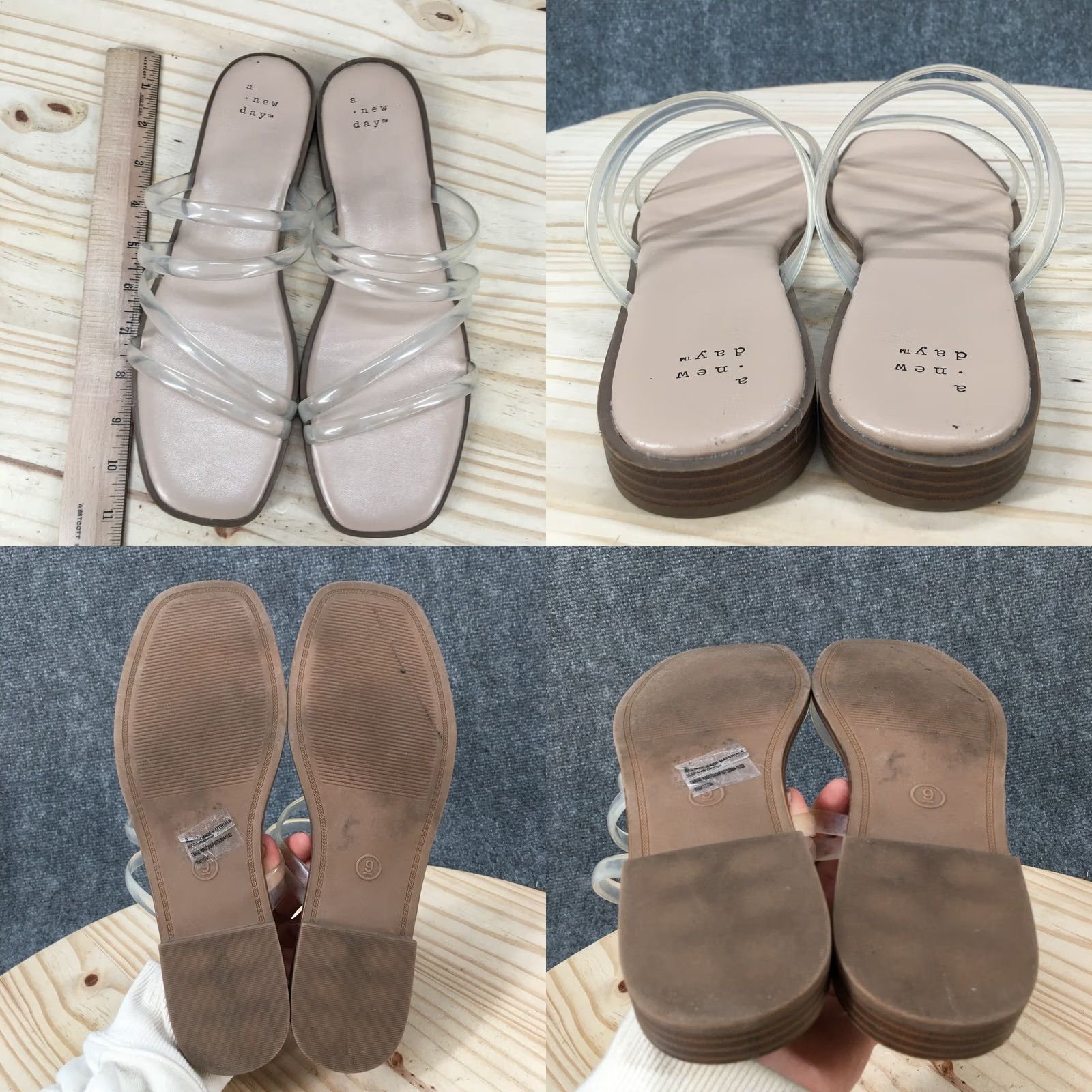 Vintage A New Day Sandals Womens 9 Strappy Slide Casual Flats Slip On Tan Open Toe Size US 9 / IT 39 - 8 Thumbnail