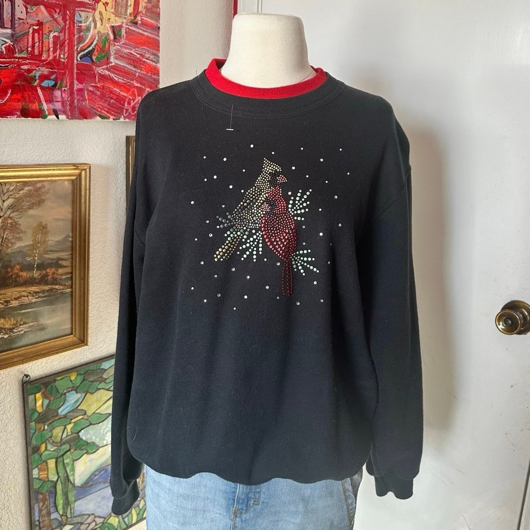 Other sunburst parrot black and red layered bird sweater Size L / US 10 / IT 46 - 1 Thumbnail