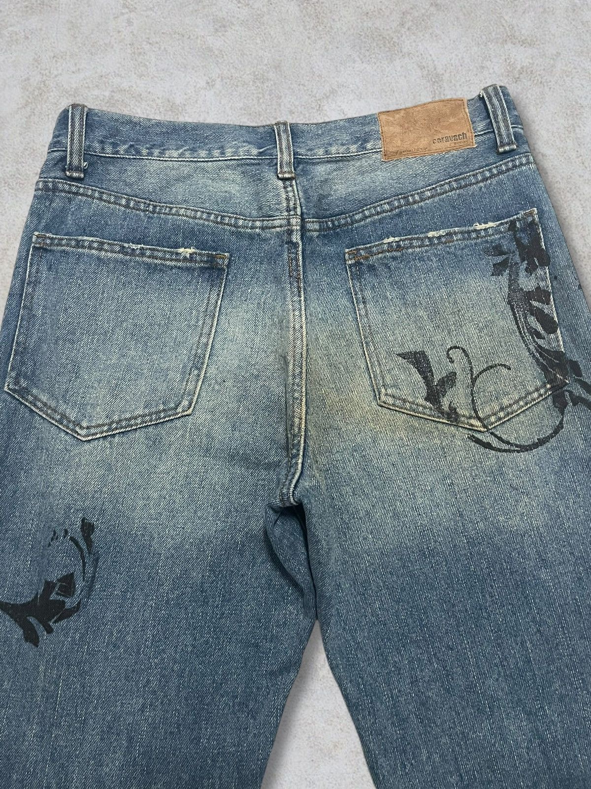 Japanese Brand Vintage Japanese Traditional Tattoo Art BlueWash Loose Jeans Size US 30 / EU 46 - 8 Thumbnail