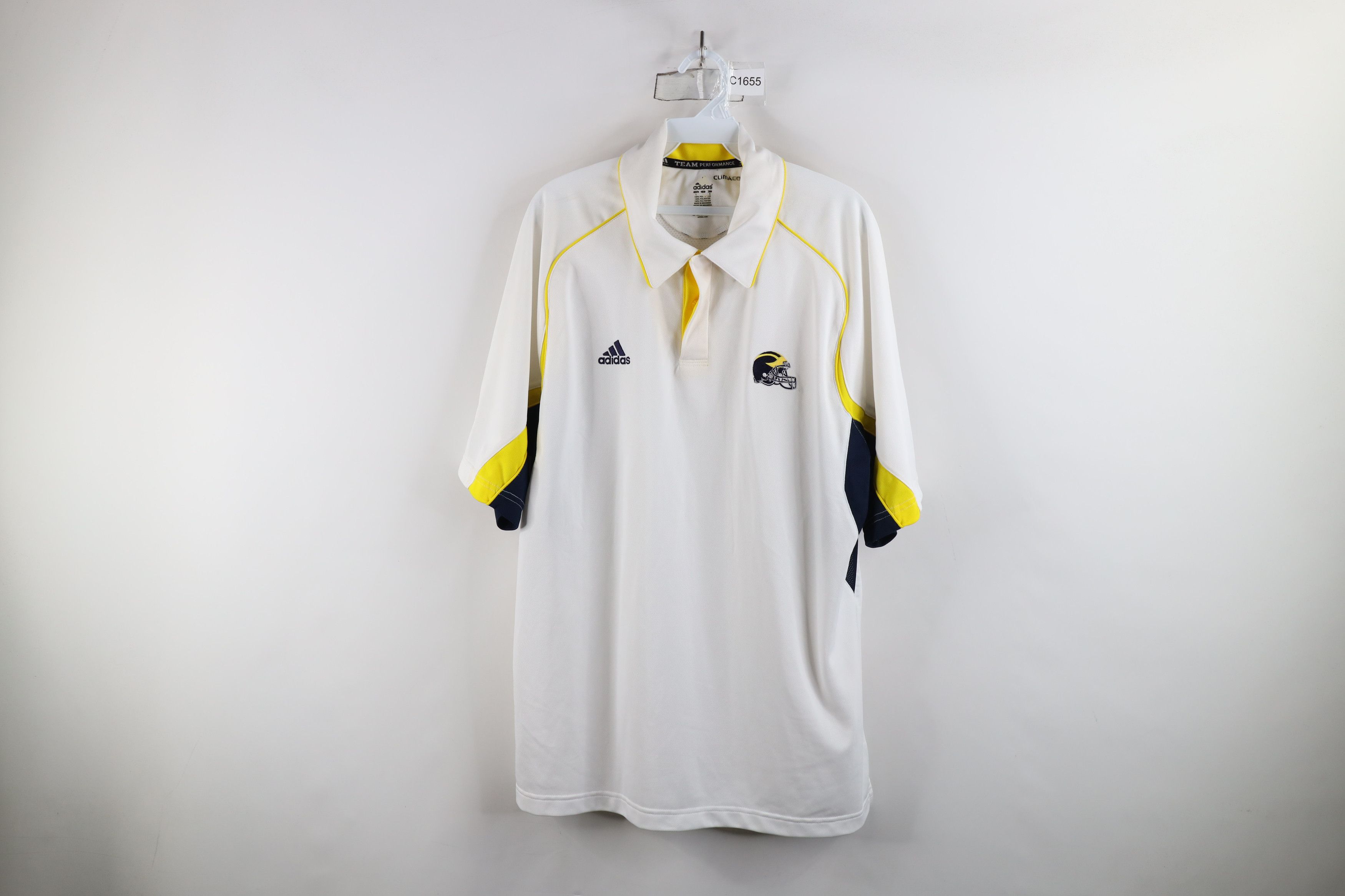 Adidas × Vintage Adidas University of Michigan Football Polo Shirt White Size US L / EU 52-54 / 3 - 1 Thumbnail