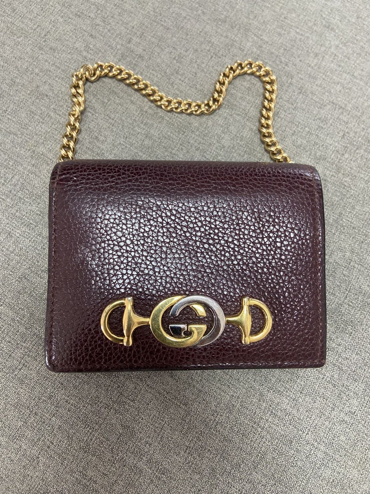 Gucci Gucci Zumi Leather Gold Chain Bi-Fold Mini Wallet Size ONE SIZE - 9 Thumbnail