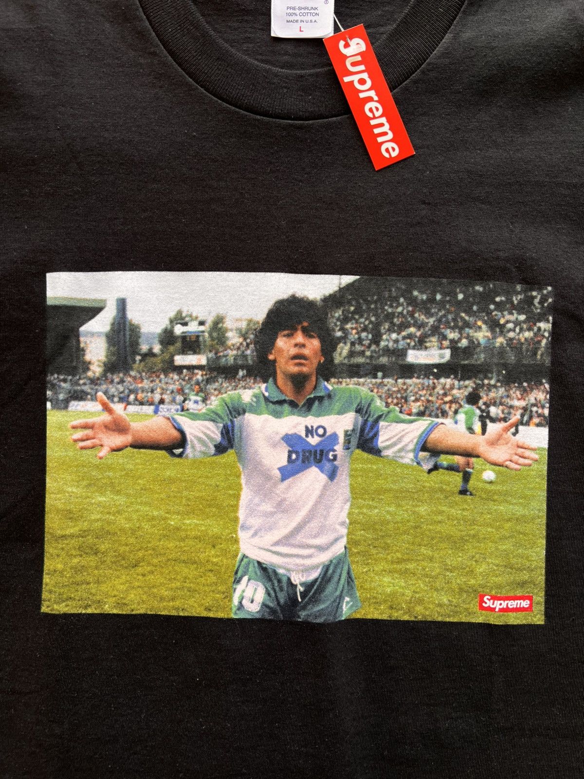 Supreme L Supreme Maradona Tee black T-shirt football diego no drugs Size US L / EU 52-54 / 3 - 3 Thumbnail