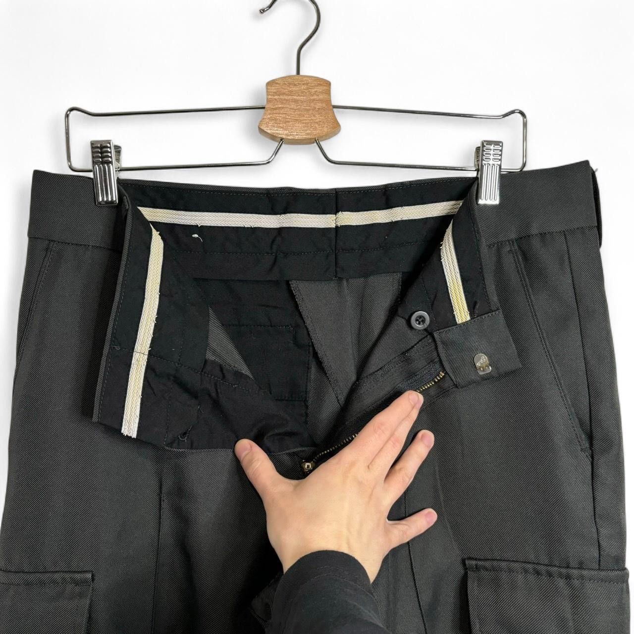 Vintage Vintage 90s Khaki Green Work Pleated Cargo Pants Size US 34 / EU 50 - 4 Thumbnail