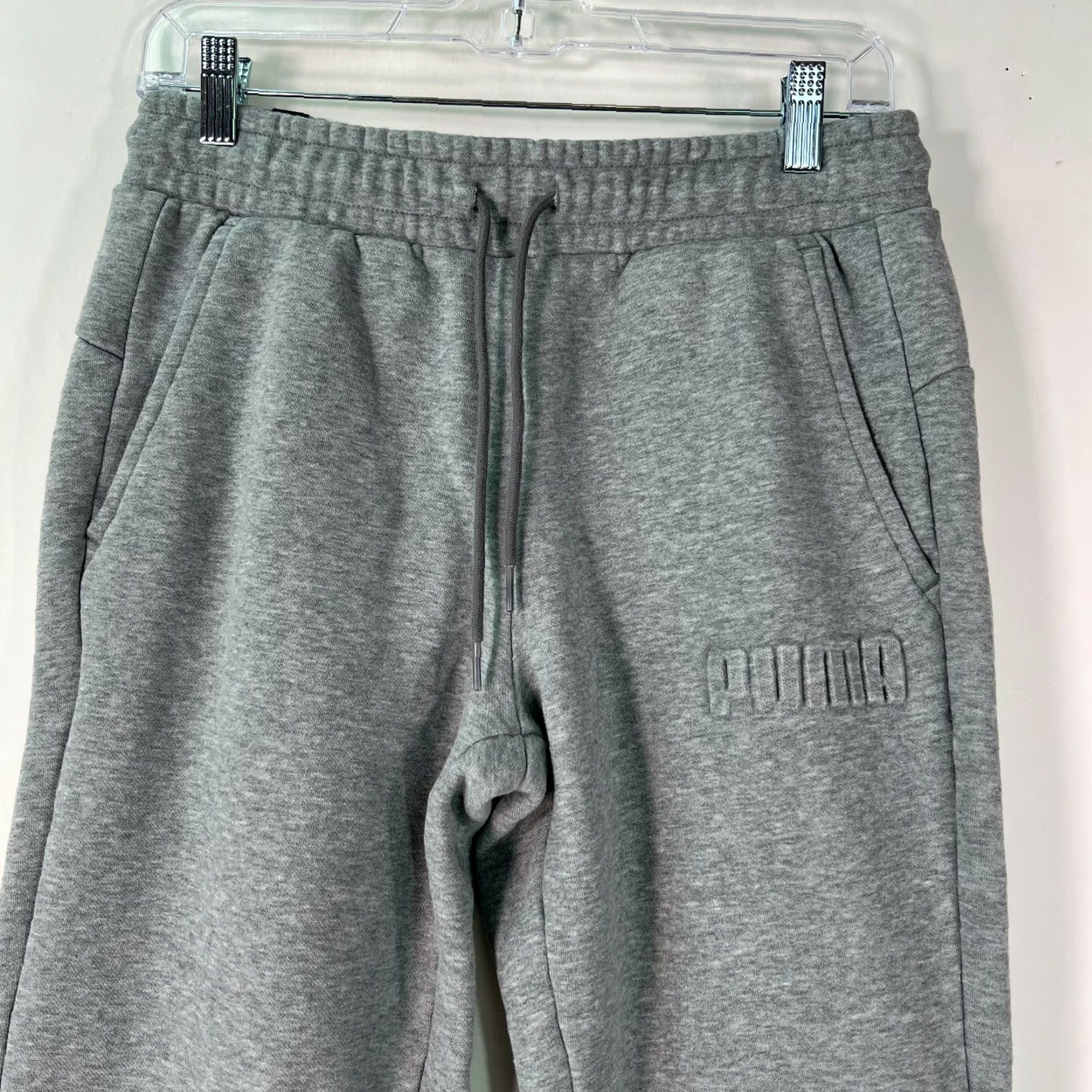 Puma Puma Mens Jogger Pants Gray Size S Elastic Waist Drawstring Flat Front Pockets Adult Men Regular Inseam 30 in Size US 28 / EU 44 - 3 Thumbnail