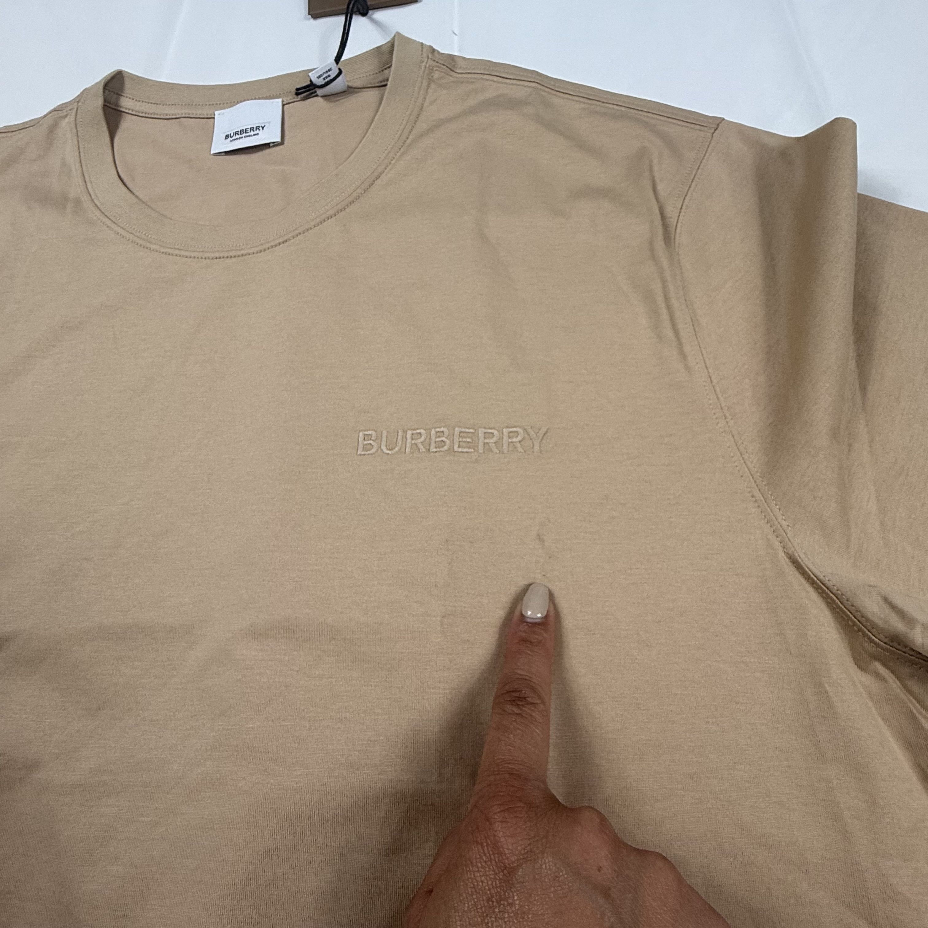 Burberry Burberry Mens Embroidered Logo T-Shirt Tan Beige Cotton XXL Size US XXL / EU 58 / 5 - 3 Thumbnail