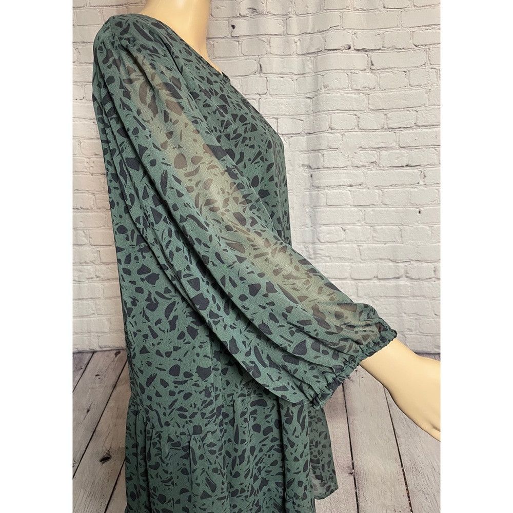 Other Gilli Chiffon 3/4 Sleeve Green Dress SIze 2X Size XXL / US 16-18 / IT 52-54 - 8 Thumbnail