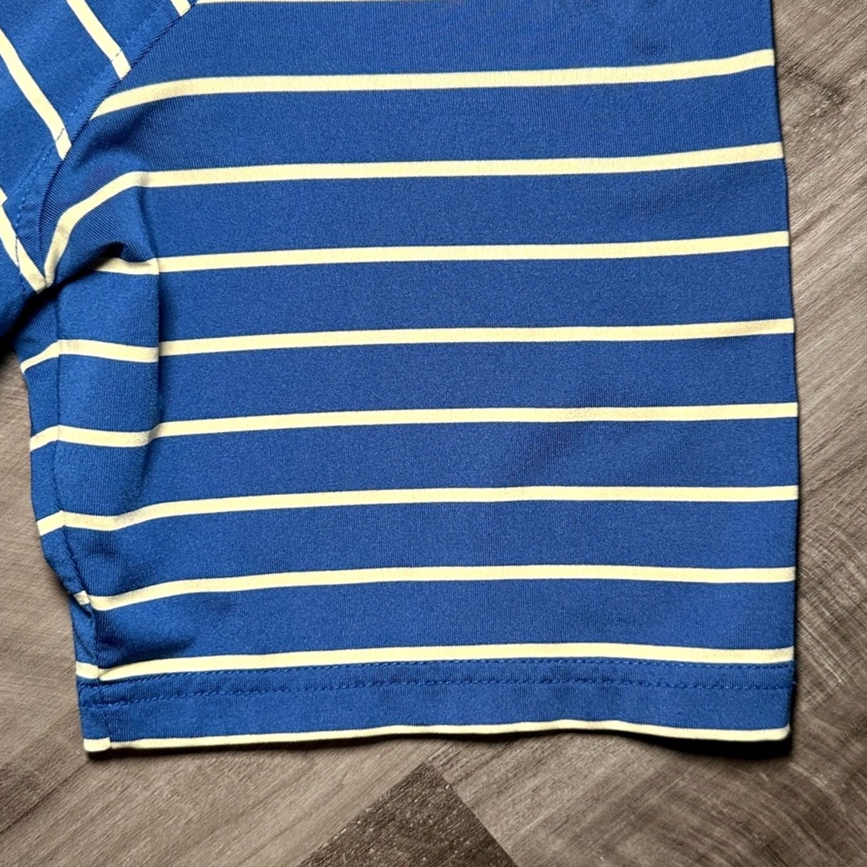 Southern Tide Southern Tide Club Performance Striped Polo Large Mens Navy Yellowish Cream Polo Shirt Size US L / EU 52-54 / 3 - 4 Thumbnail