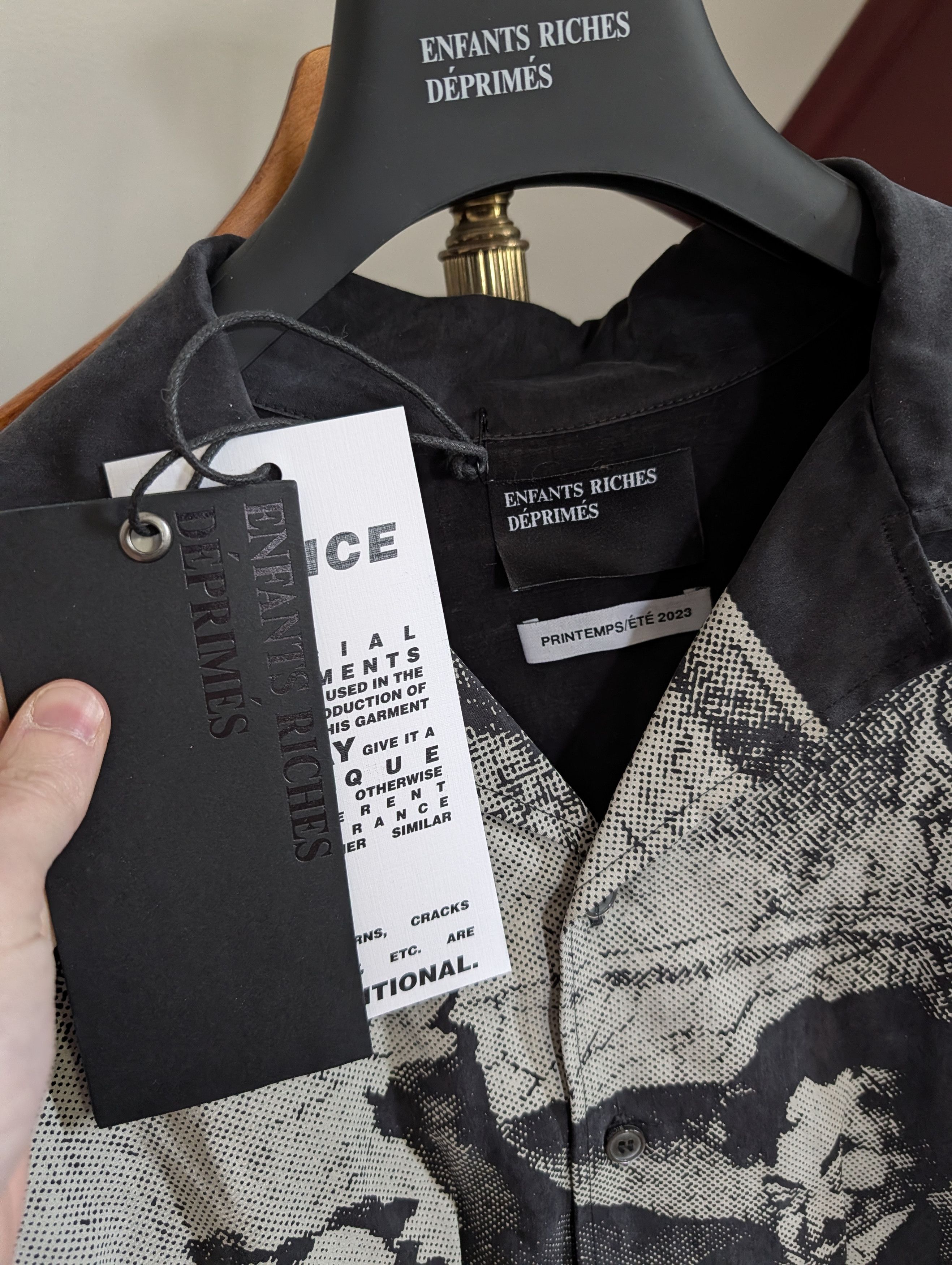 Enfants Riches Deprimes RARE Night/Mourning black tencel heavy camp collar shirt Size US S / EU 44-46 / 1 - 10 Thumbnail