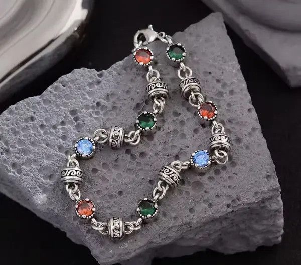 VIBE Colorful Crystal 925 Sterling Silver Female Bracelet Size ONE SIZE - 2 Thumbnail