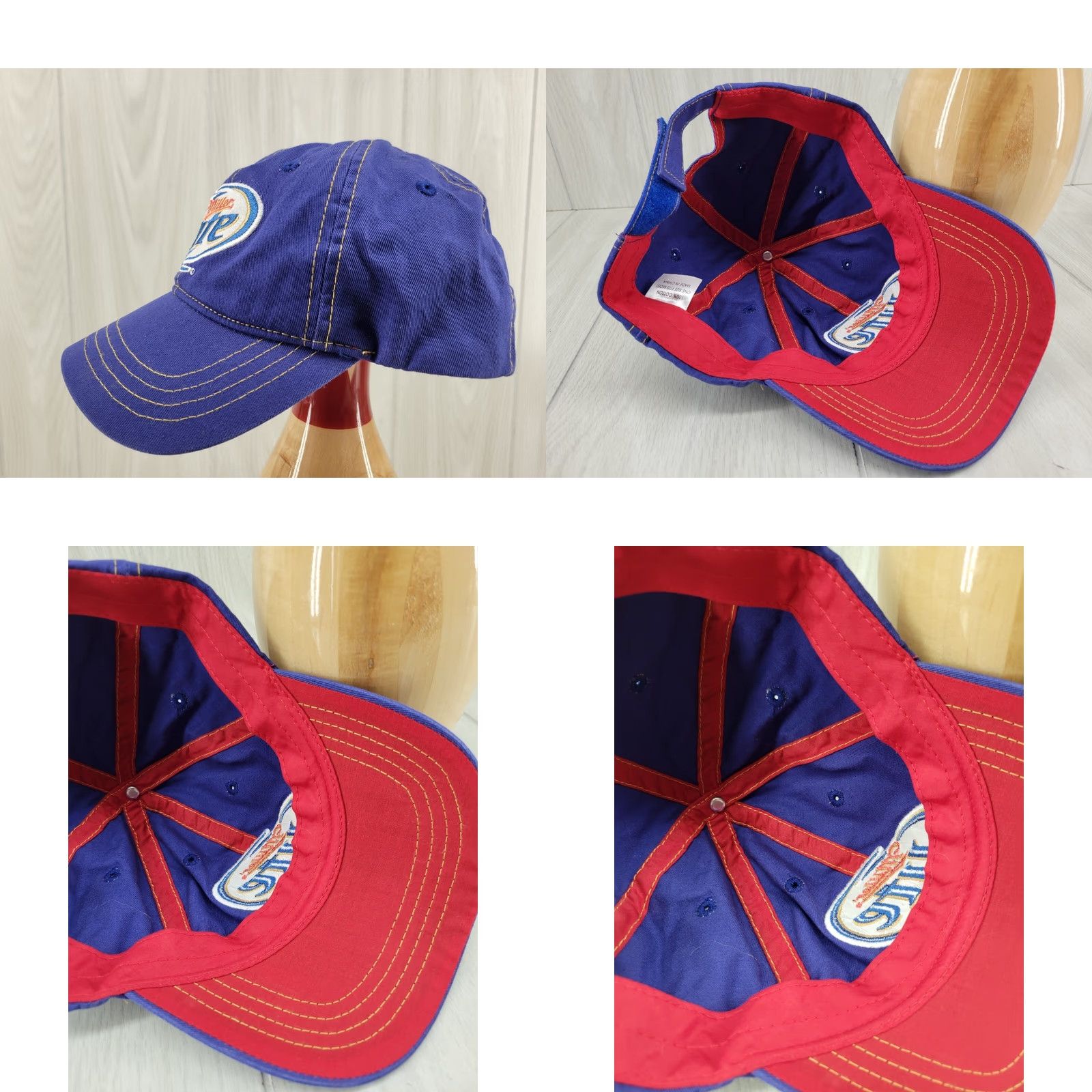 Vintage Miller Lite Baseball Cap Mens Blue Strapback Hat Logo Beer Bar Pub Embroidered Adjustable Lightweight Canvas Size ONE SIZE - 8 Thumbnail
