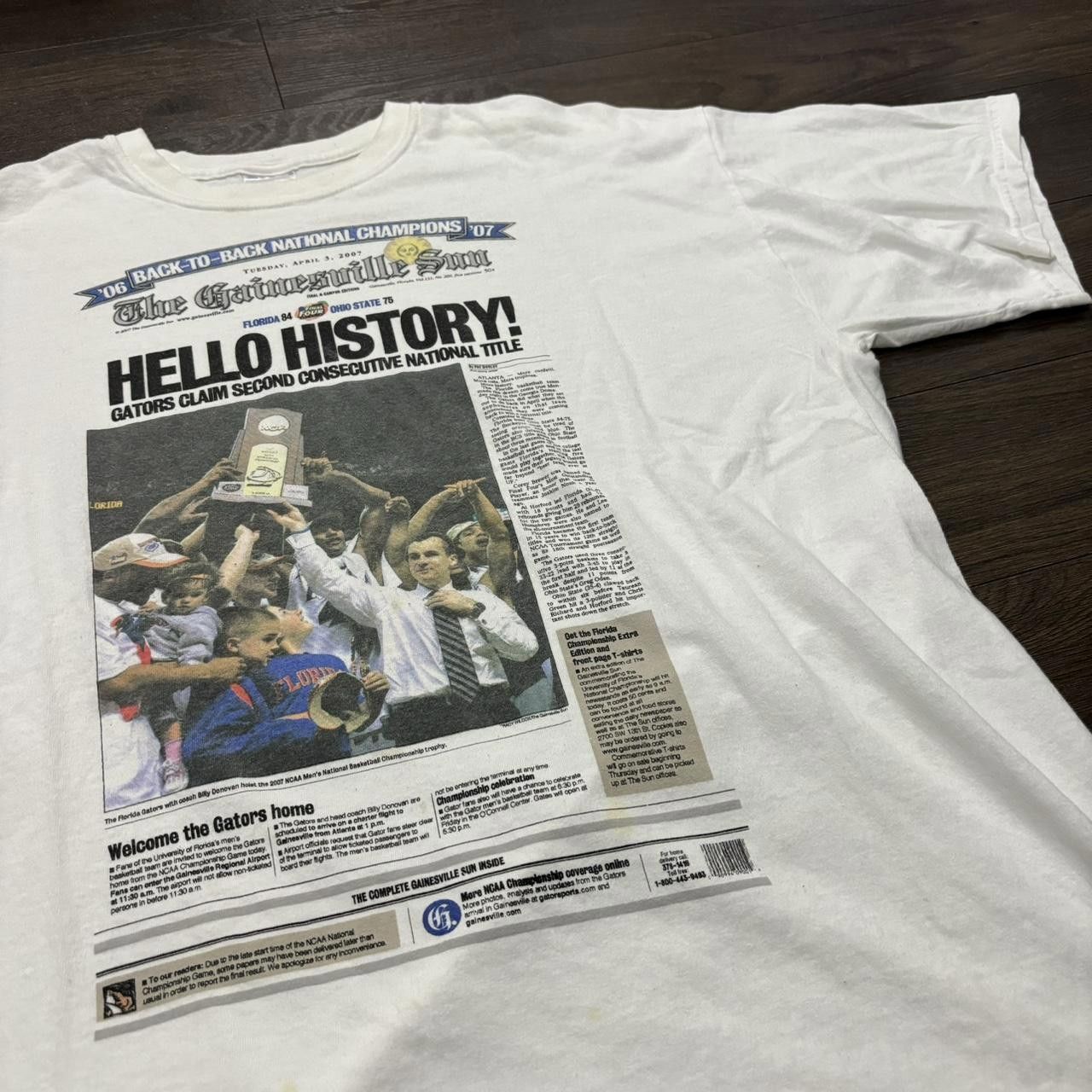 Designer Vintage Hello History Florida Gators Champions T Shirt 2007 Size US XL / EU 56 / 4 - 2 Thumbnail