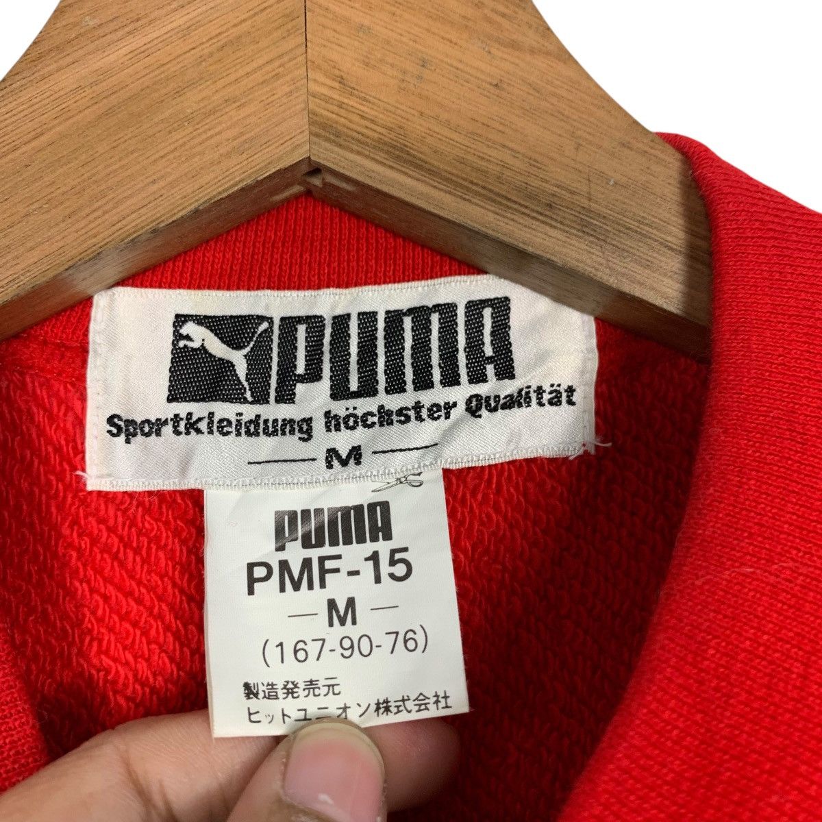Puma Vintage 90’s PUMA Half Button Red Sweatshirt #2387-C107 Size US M / EU 48-50 / 2 - 12 Thumbnail