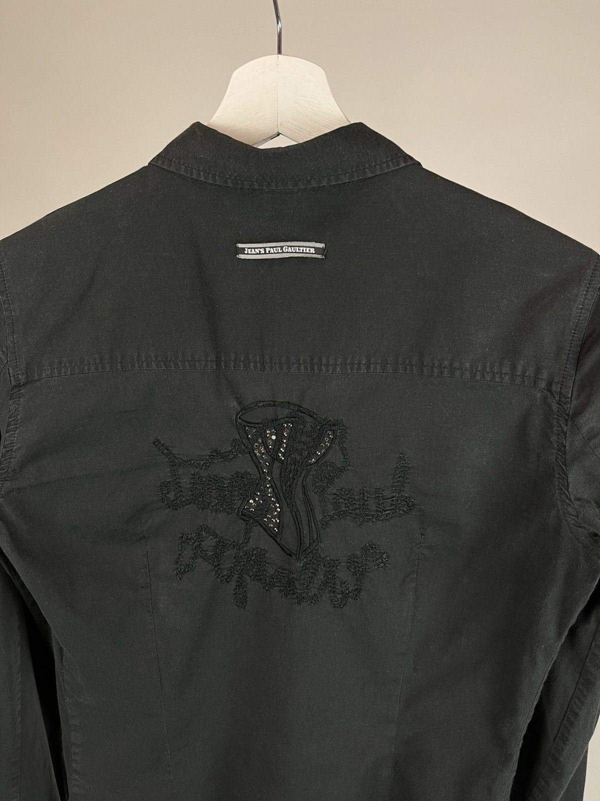 Jean Paul Gaultier Vintage Jean Paul Gaultier Black Shirt Double Big Logo Size S / US 4 / IT 40 - 7 Thumbnail