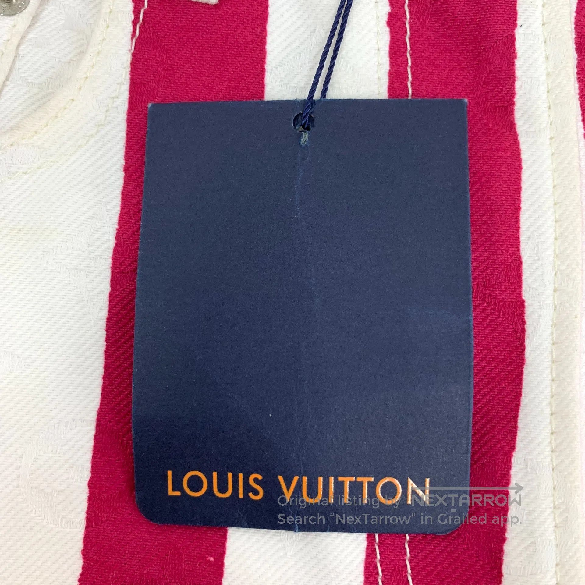 Louis Vuitton Louis Vuitton Red Striped Logo Imprinted Elastic Waist Cas Size 35" - 7 Thumbnail
