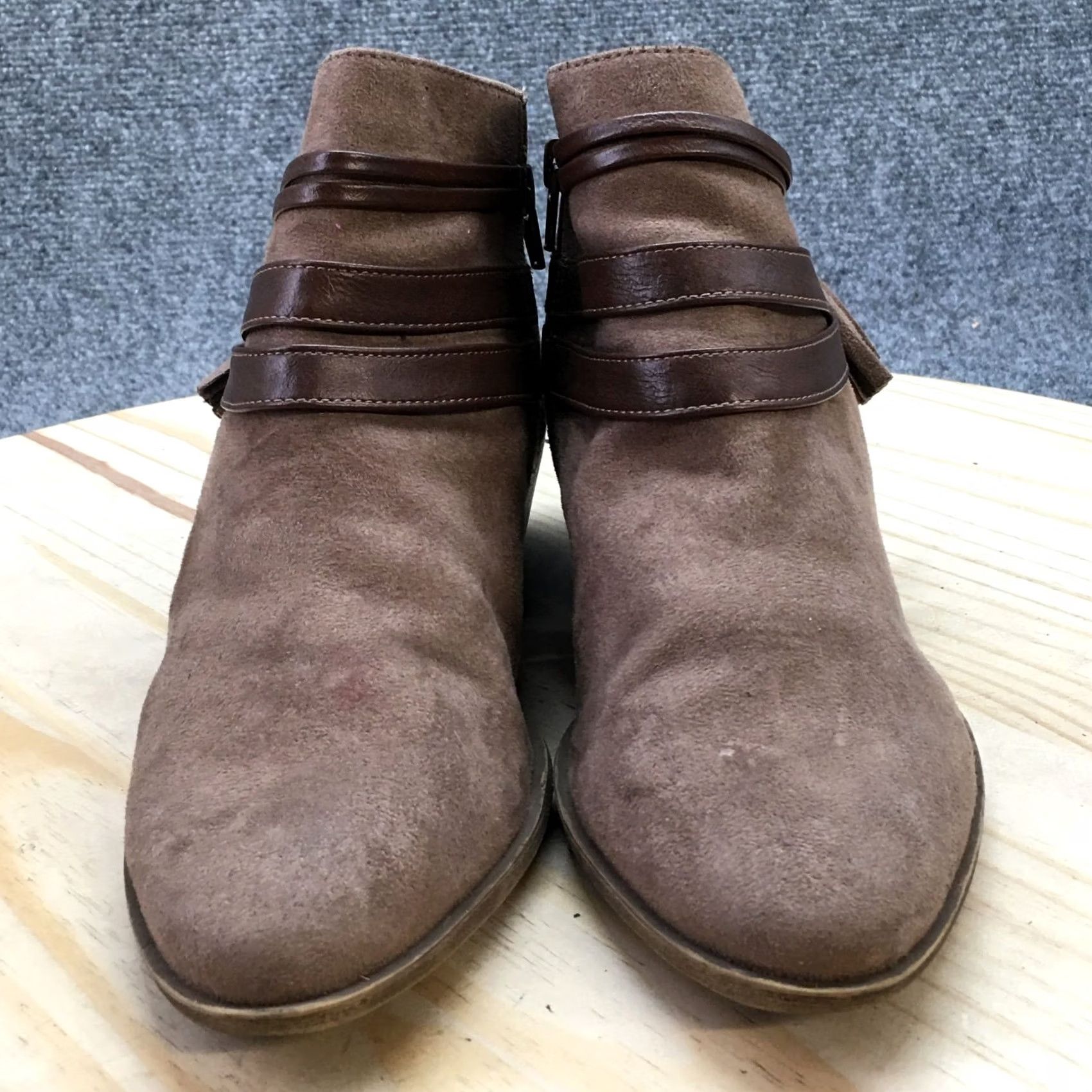 Vintage Life Stride Paloma Boots Womens 9.5 M Ankle Booties Brown Fabric Side Zip Boots Size US 10 / IT 40 - 5 Thumbnail