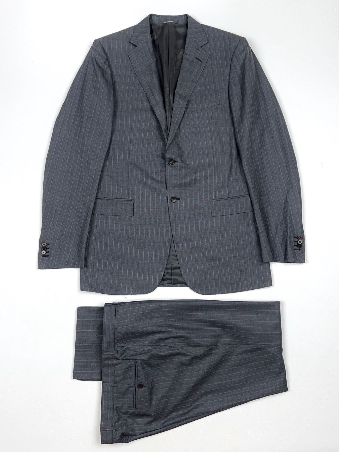 Ermenegildo Zegna Ermenegildo Zegna Su Misura Stripped Suit Wool Silk Size 46L - 1 Thumbnail