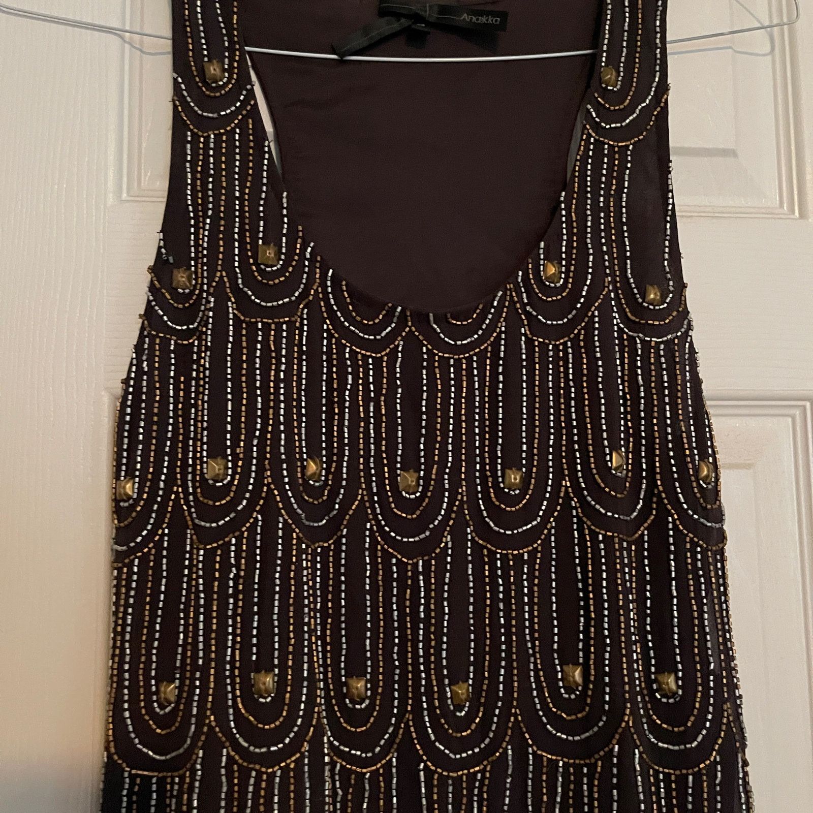 Other Anaikka Beaded Copper & Silver Coca Sleeveless Mini Dress Size XS / US 0-2 / IT 36-38 - 3 Thumbnail