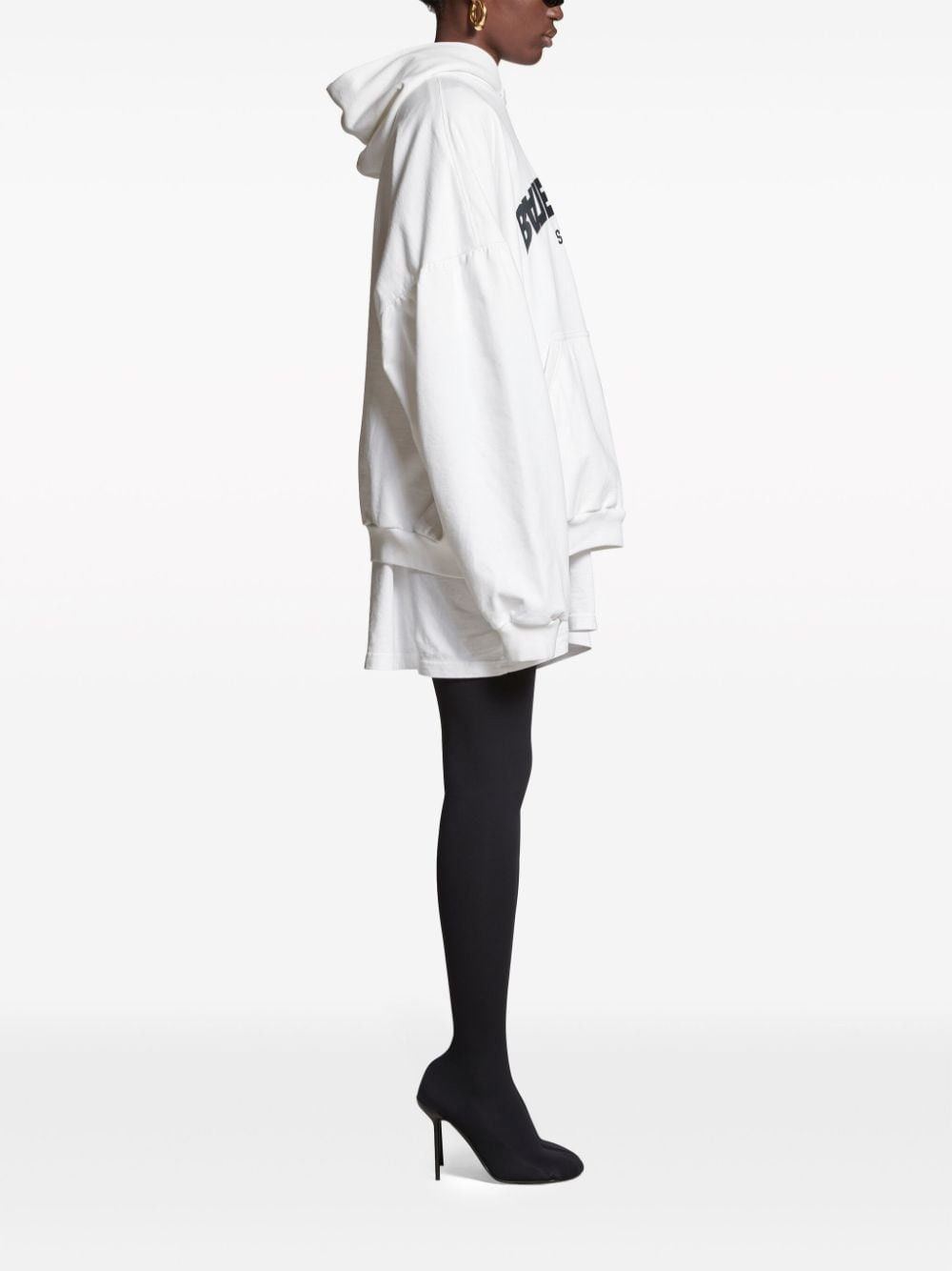 Balenciaga o1bcso1str0125 Back Flip Round Hoodie Oversized in White Size XS / US 0-2 / IT 36-38 - 3 Thumbnail
