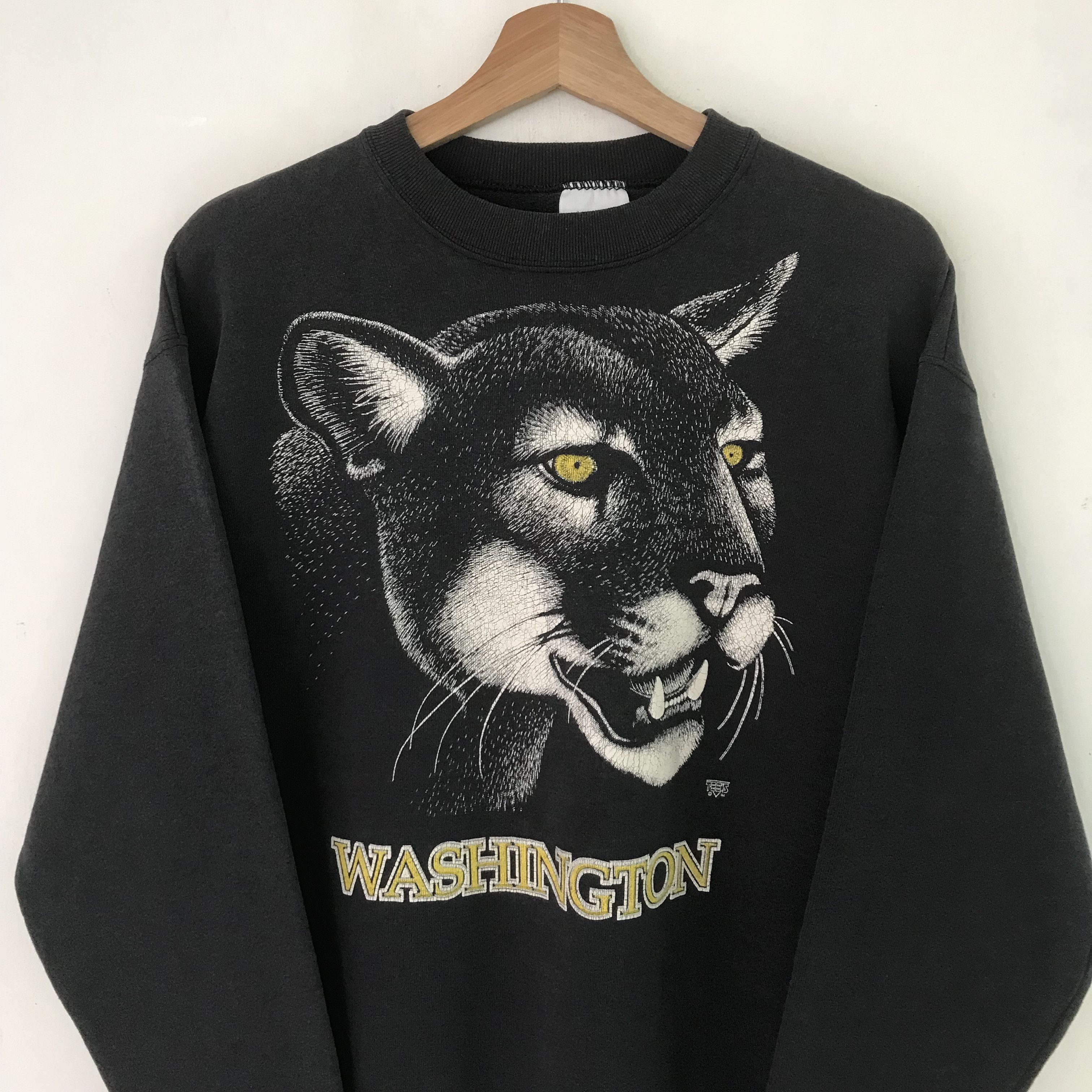 Vintage Vintage 90's Washington Cougar Black Sweatshirt - 427 Size US XL / EU 56 / 4 - 3 Thumbnail