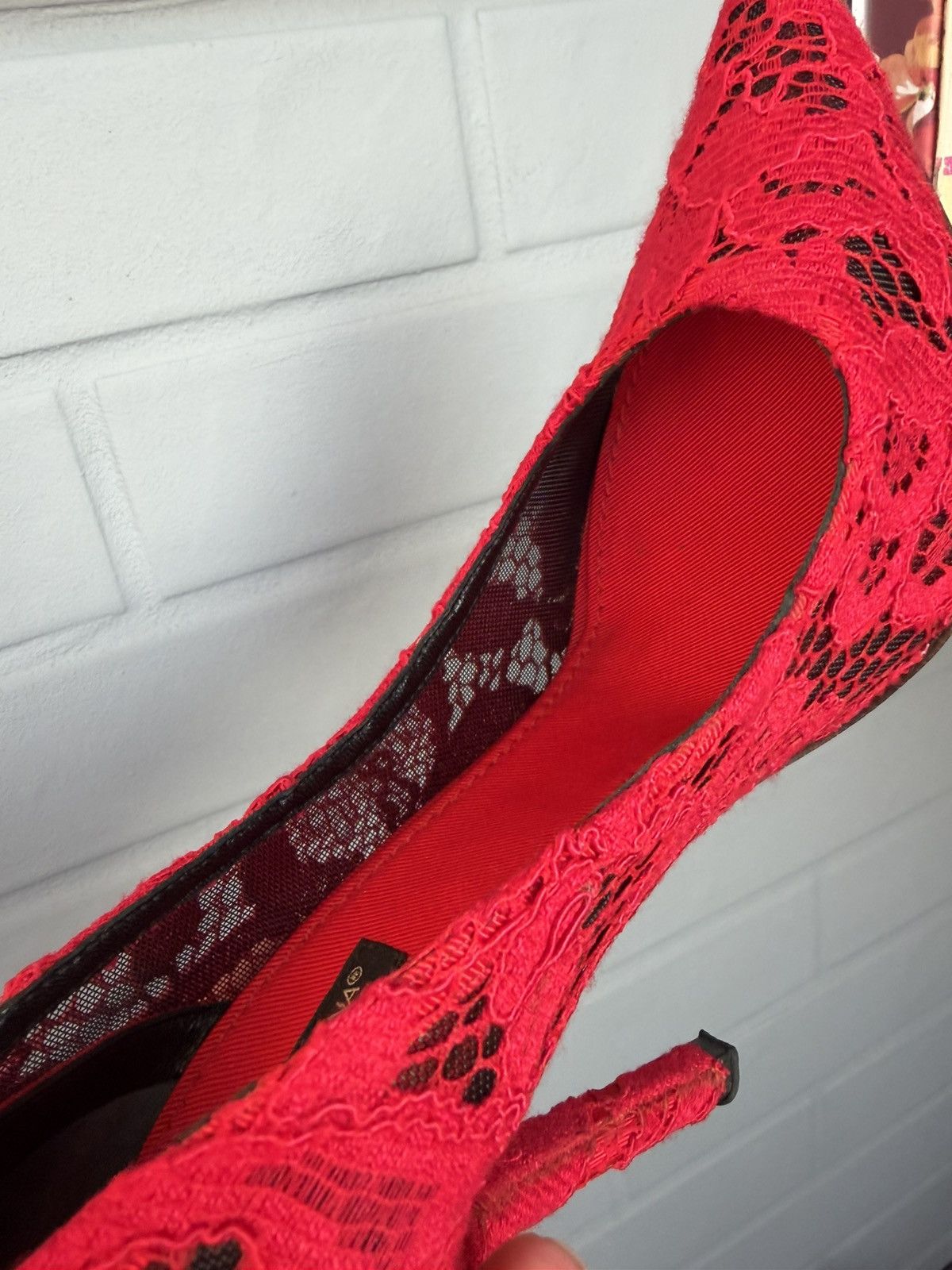 Dolce & Gabbana Lace high-heeled shoes Red Size 37 Size US 7 / IT 37 - 20 Thumbnail