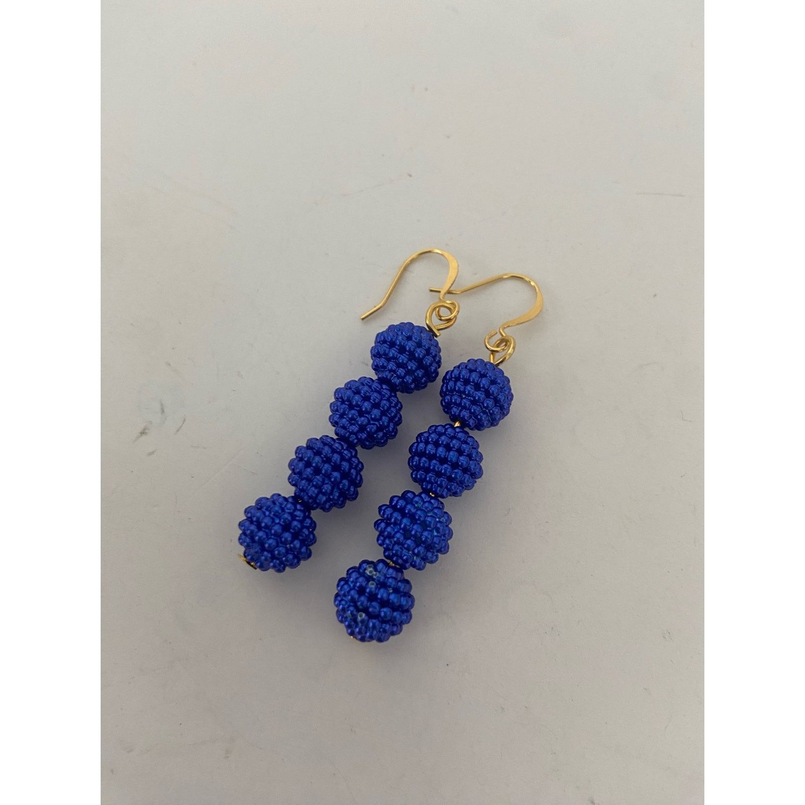 Other Pebbled blue bead earrings gold tone Size ONE SIZE - 4 Thumbnail