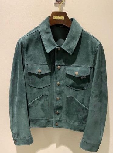 image of Tom Ford O1W1Db10124 Suede Jacket In Green, Men's (Size Small)