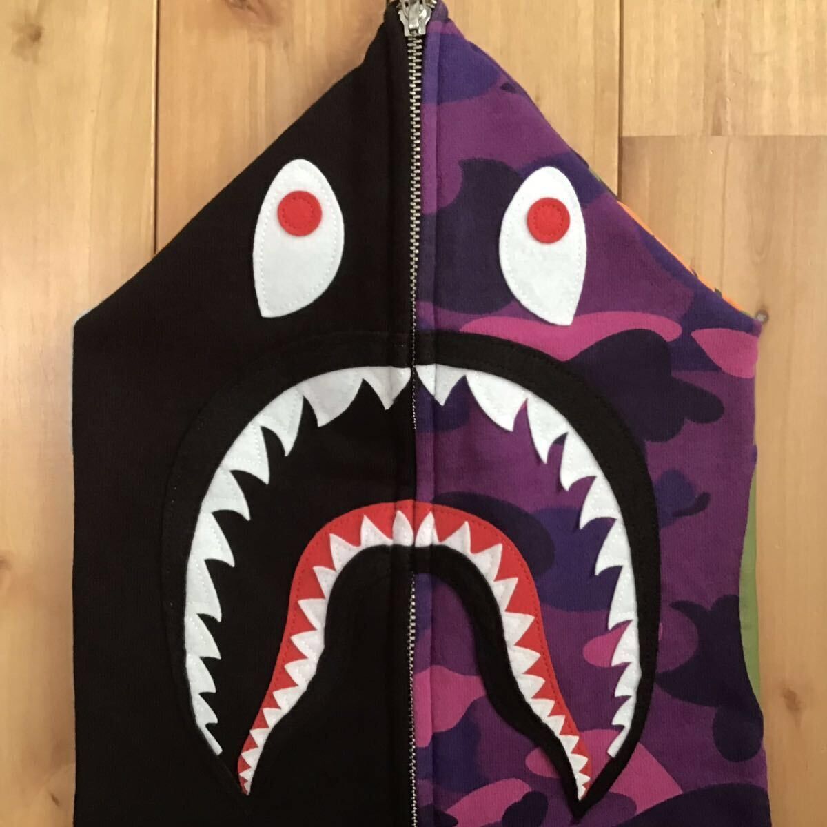 Bape BAPE Black x purple camo shark full zip hoodie a bathing ape Size US M / EU 48-50 / 2 - 3 Thumbnail
