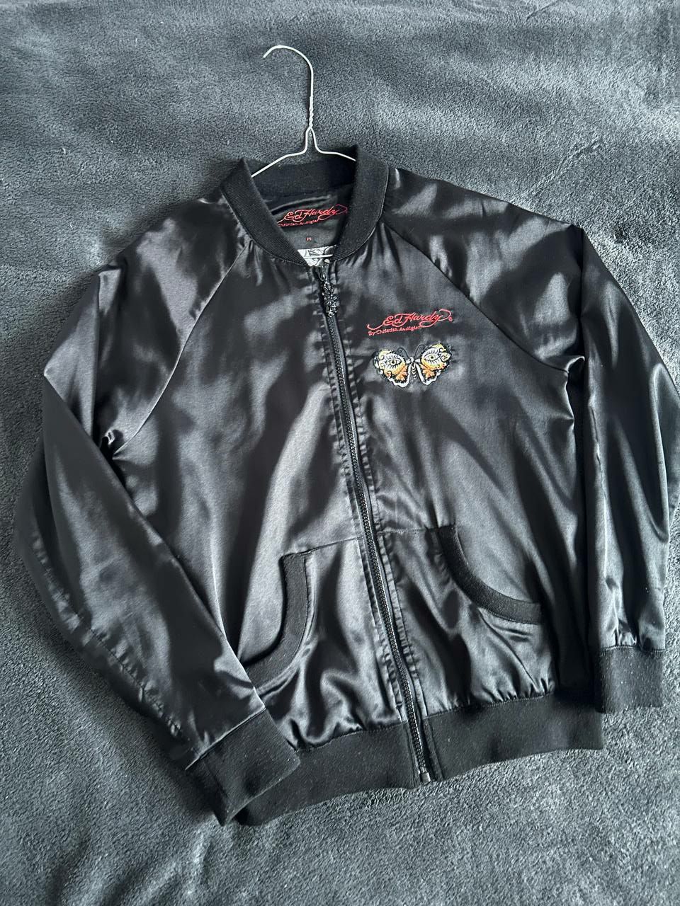 Christian Audigier Ed Hardy 2007 Satin Bomber Tiger Japan Women Archive Size S / US 4 / IT 40 - 3 Thumbnail