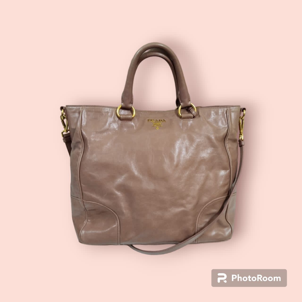 Authentic Prada Vitello Shine Shoulder Bag