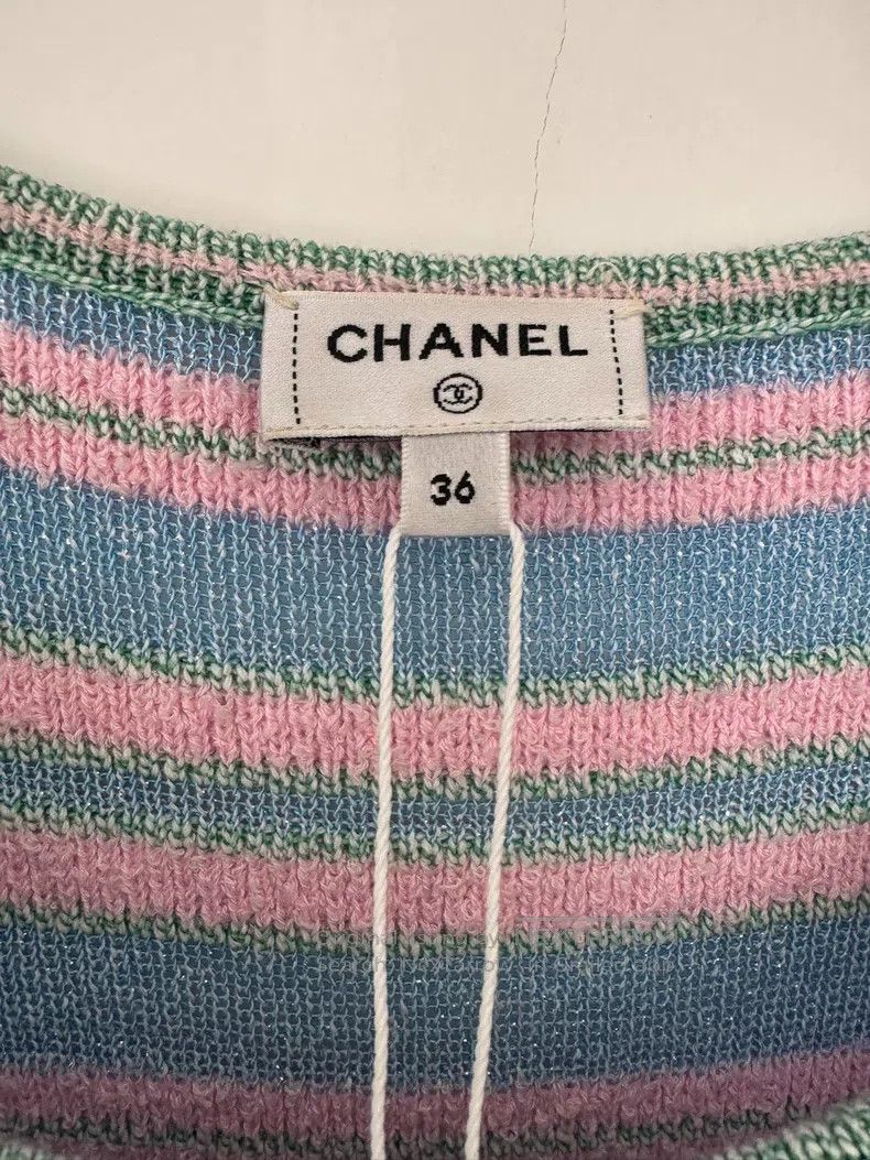 Chanel Chanel Blue-green striped dopamine striped dress Size XS / US 0-2 / IT 36-38 - 3 Thumbnail