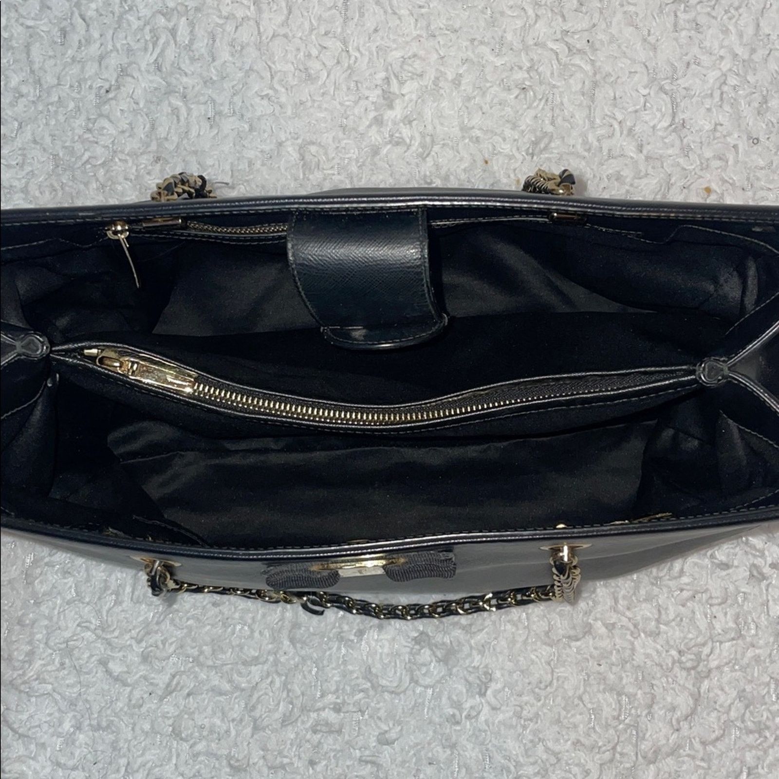 Salvatore Ferragamo Ferragamo Melike Vara Bow Leather Tote Black Size ONE SIZE - 12 Thumbnail