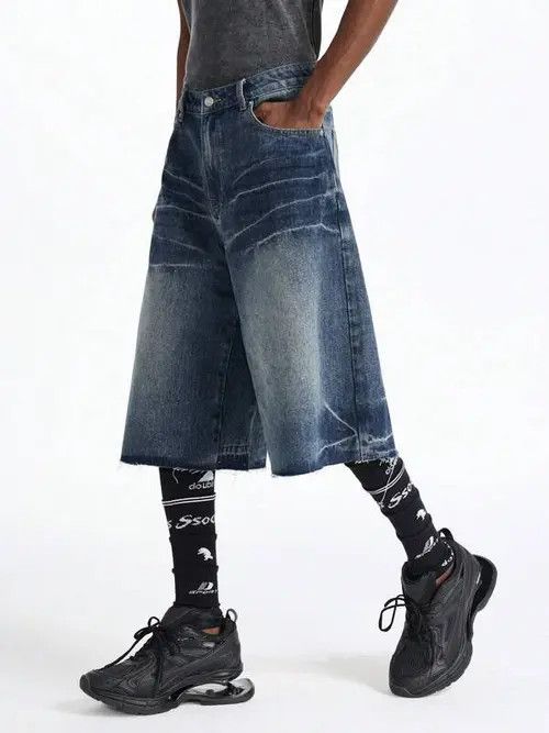 Japanese Brand × Vintage Wide Leg Y2k Shorts Jorts Denim Size US 36 / EU 52 - 3 Thumbnail