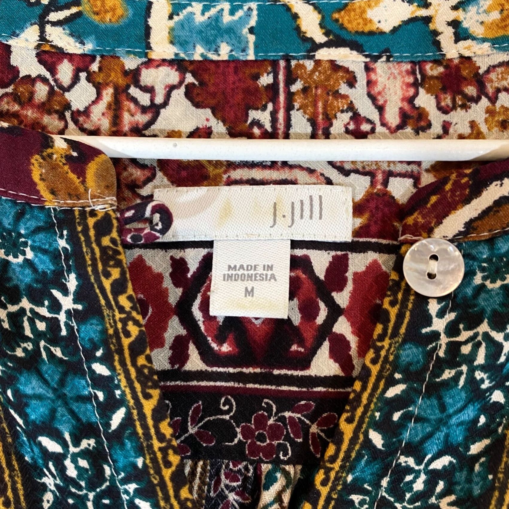 J. Jill J. Jill Shirt Womens Medium Blouse Geometric Tunic Rayon Button Womens M Multicolor Upgrade Size M / US 6-8 / IT 42-44 - 3 Thumbnail