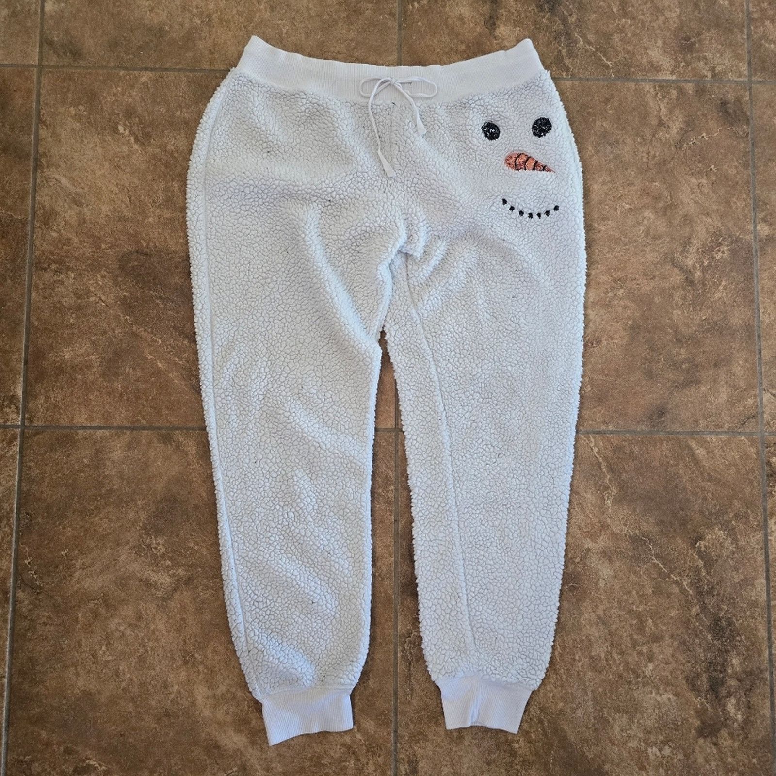 Other Cream Snowman Sherpa Comfy Sweats Size 34" / US 12 / IT 48 - 1 Thumbnail
