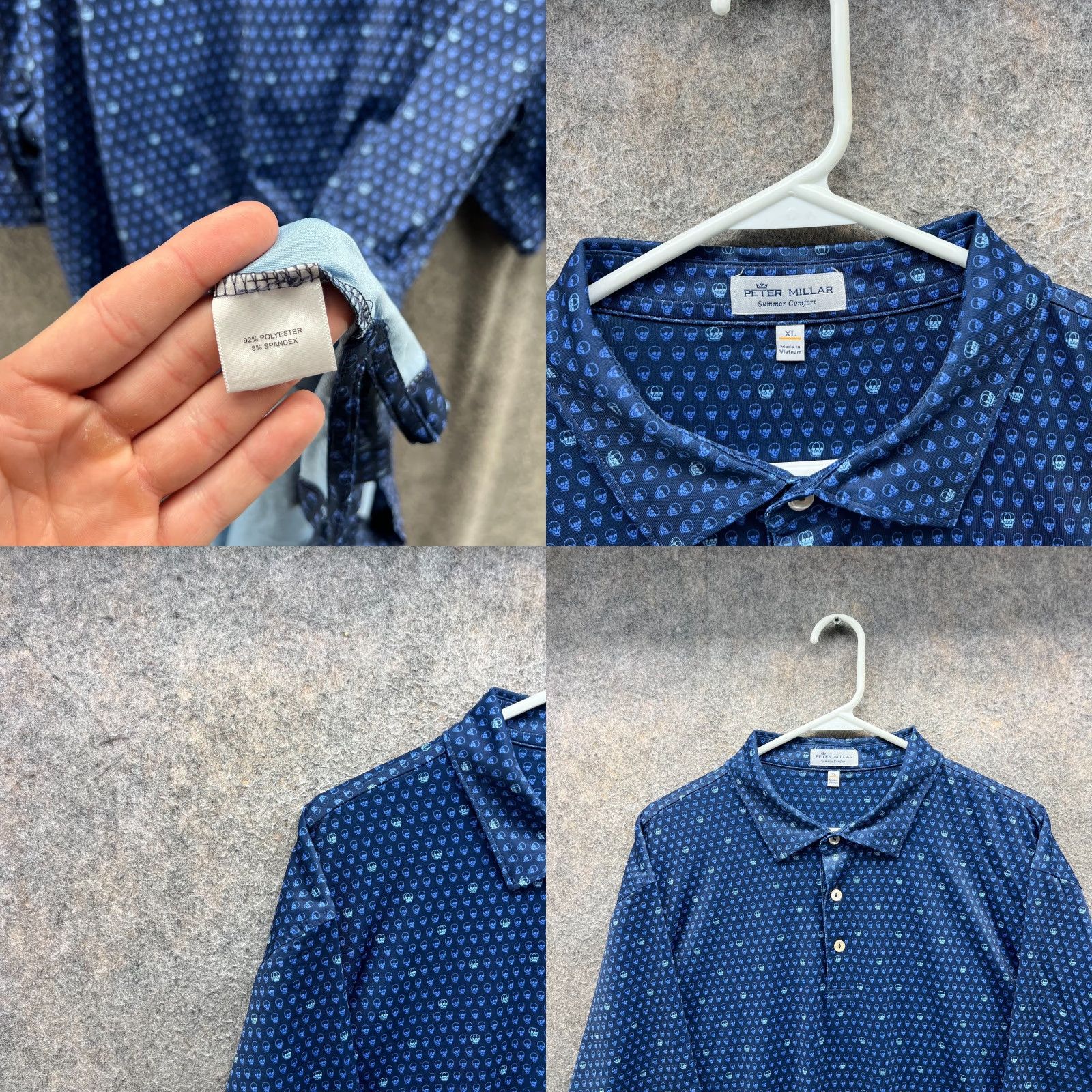 Peter Millar Peter Millar Polo Shirt Men XL Blue Preppy Skull Summer Comfort Golf Shirt Size US XL / EU 56 / 4 - 8 Thumbnail