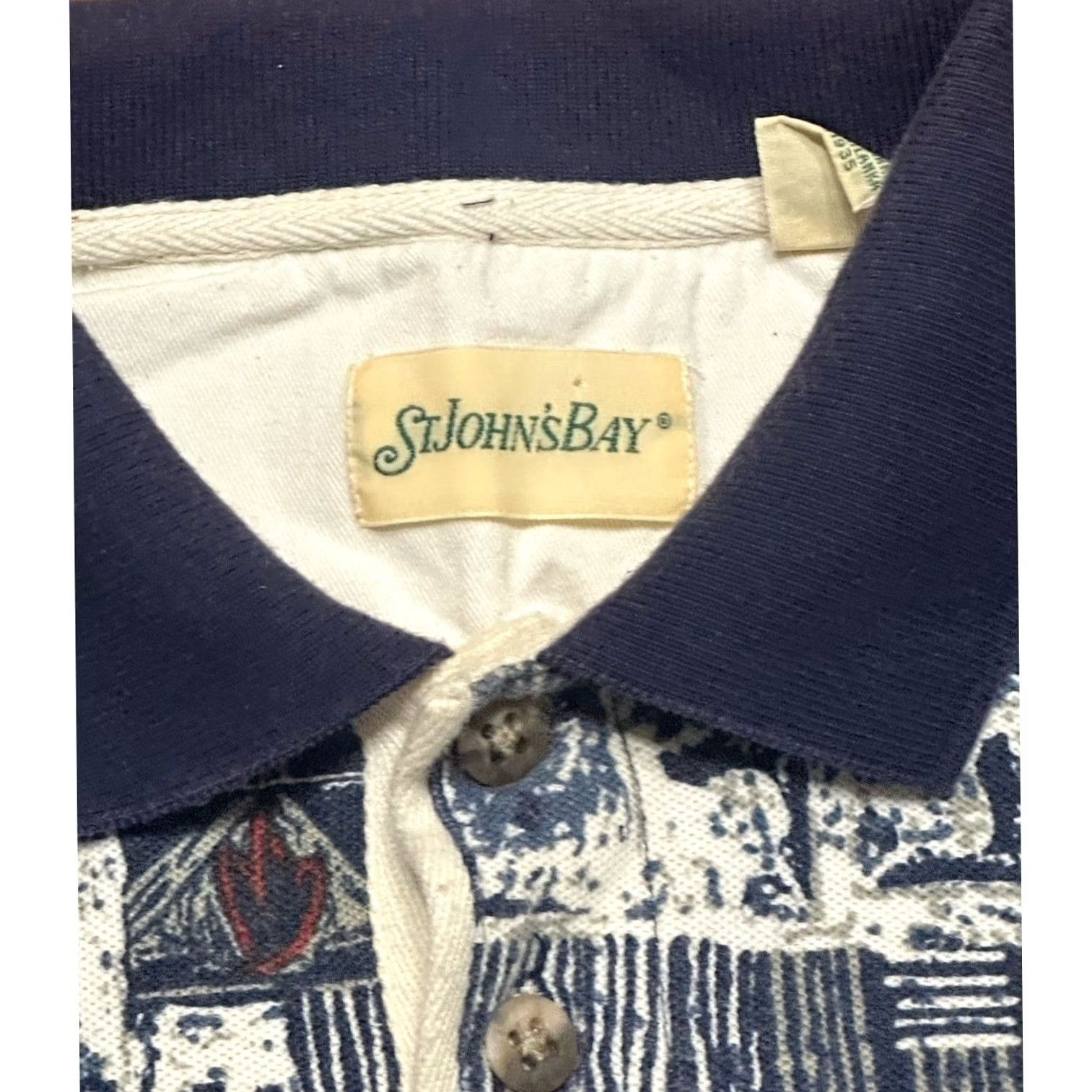 Vintage VINTAGE St John's Bay Polo Shirt Men Sz Large Blue Abstract Geometric Pattern Size US L / EU 52-54 / 3 - 4 Thumbnail