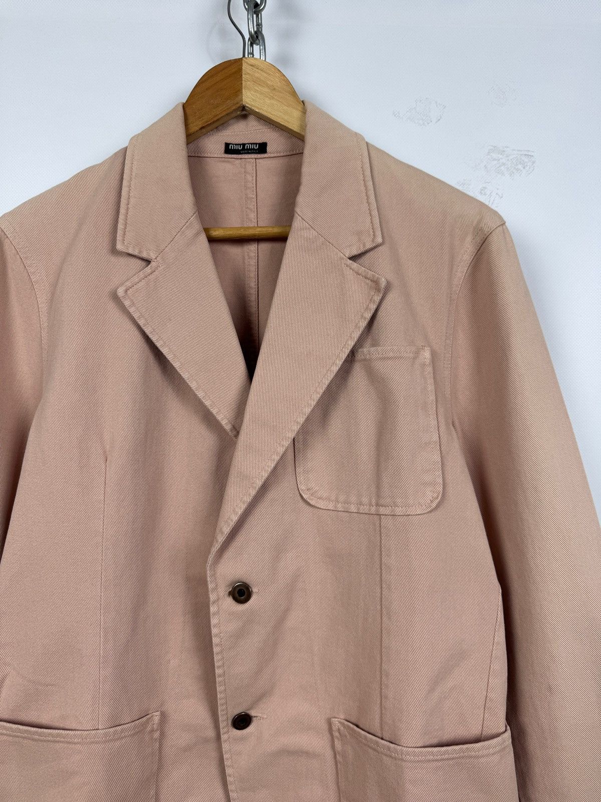 Miu Miu 00s Vintage Miu Miu by Prada Denim T.C. Pink Blazer Jacket Size US M / EU 48-50 / 2 - 7 Thumbnail