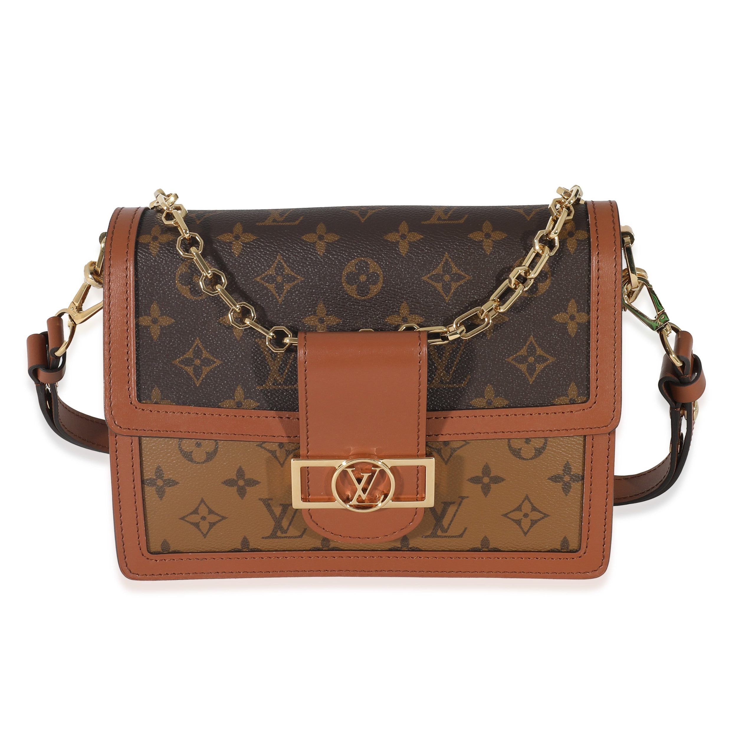 image of Louis Vuitton Monogram & Monogram Reverse Canvas Dauphine Mm in Brown, Women's