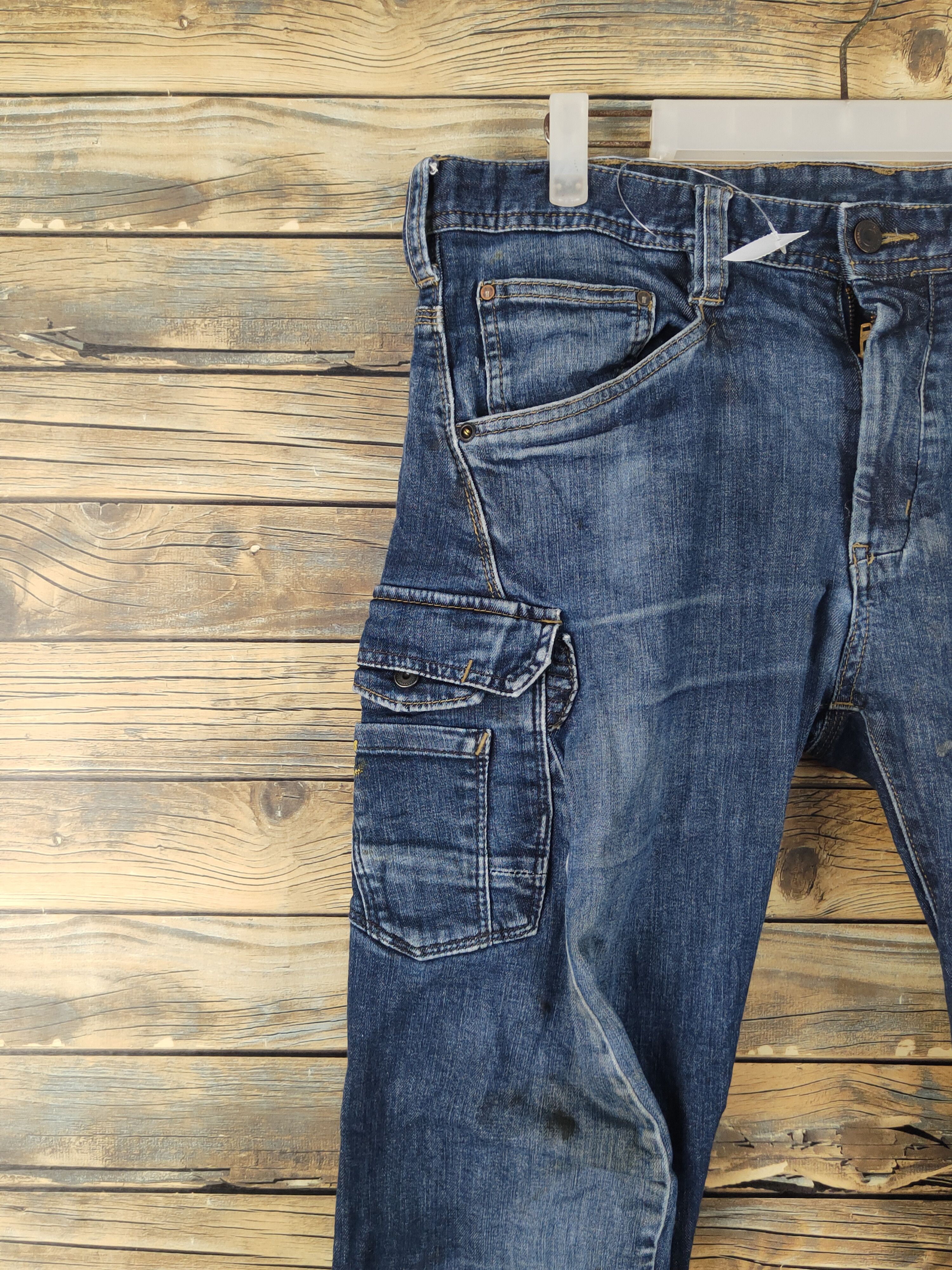 Japanese Brand Evenriver Distressed Ripped denim cargoJeans #W1989 Size 32" / US 10 / IT 46 - 3 Thumbnail